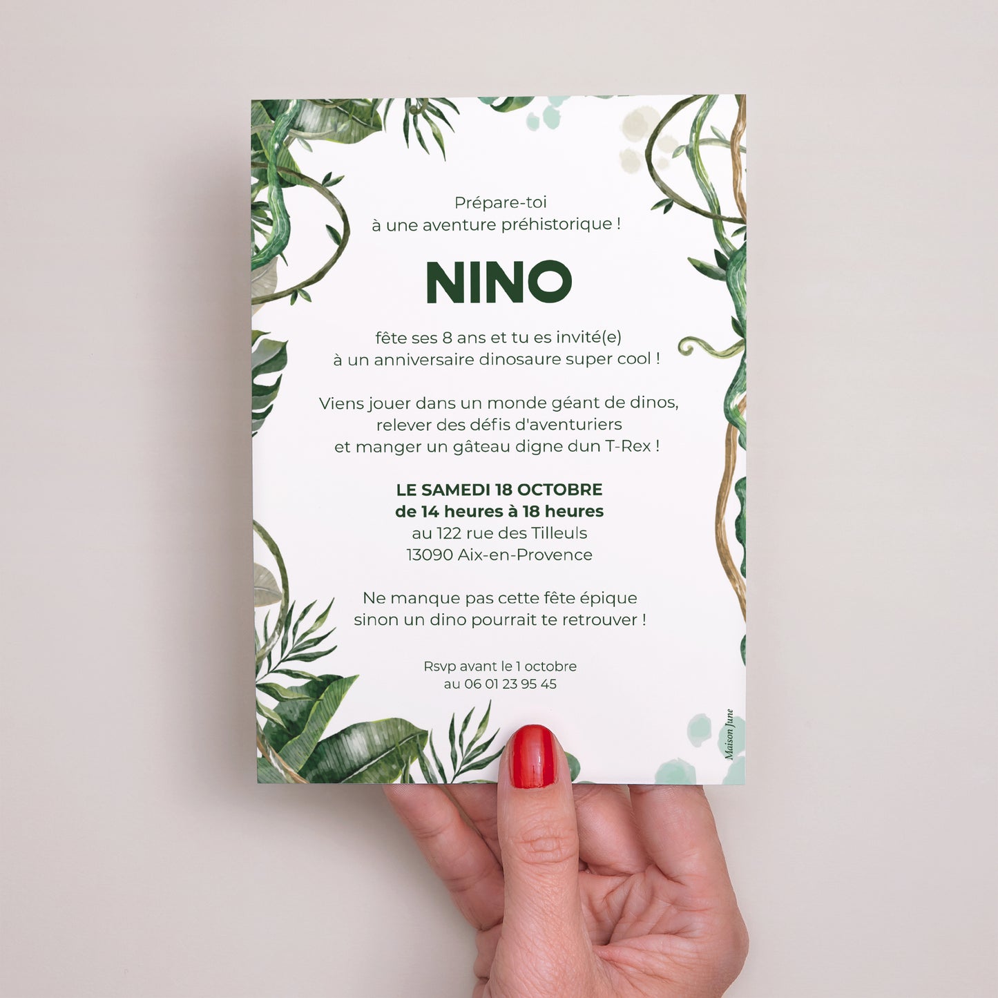 Invitations Anniversaire Enfant Portrait Dino party photo N° 3