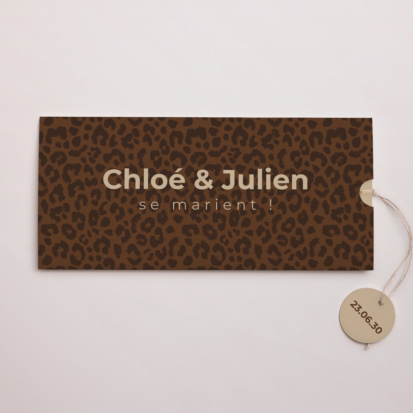 Faire-part Mariage Pochette 2 cartes, étiquette Jungle Glam photo N° 1