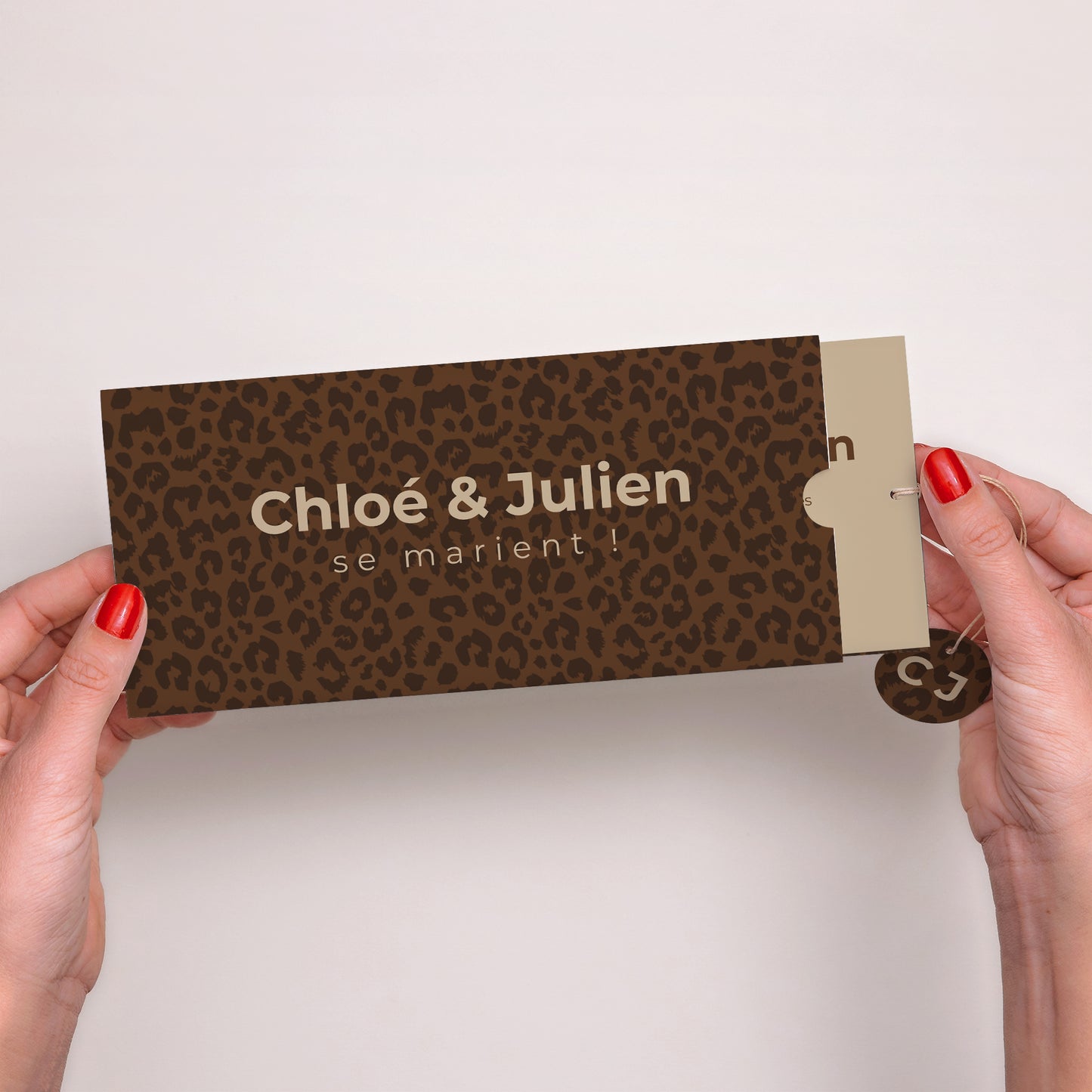 Faire-part Mariage Pochette 2 cartes, étiquette Jungle Glam photo N° 2