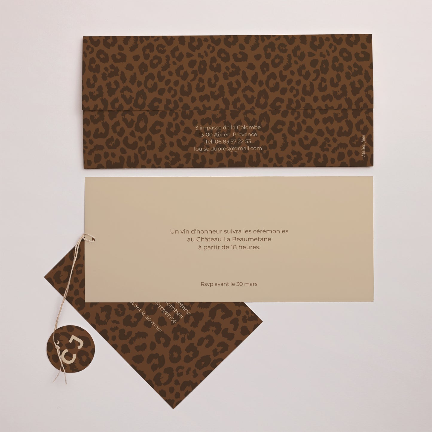Faire-part Mariage Pochette 2 cartes, étiquette Jungle Glam photo N° 4
