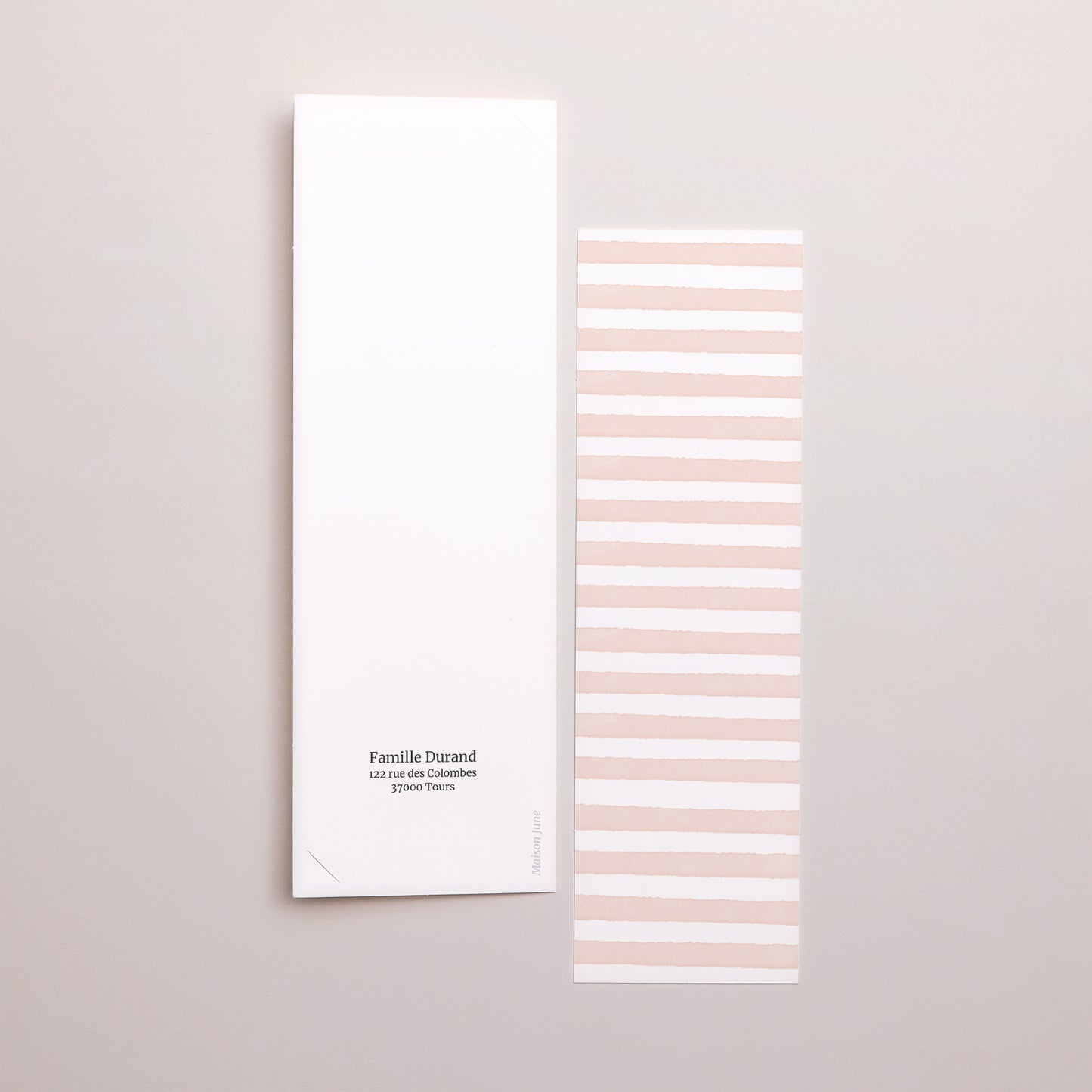 Faire-part Naissance Marque-page photo Rayures roses claires photo N° 3