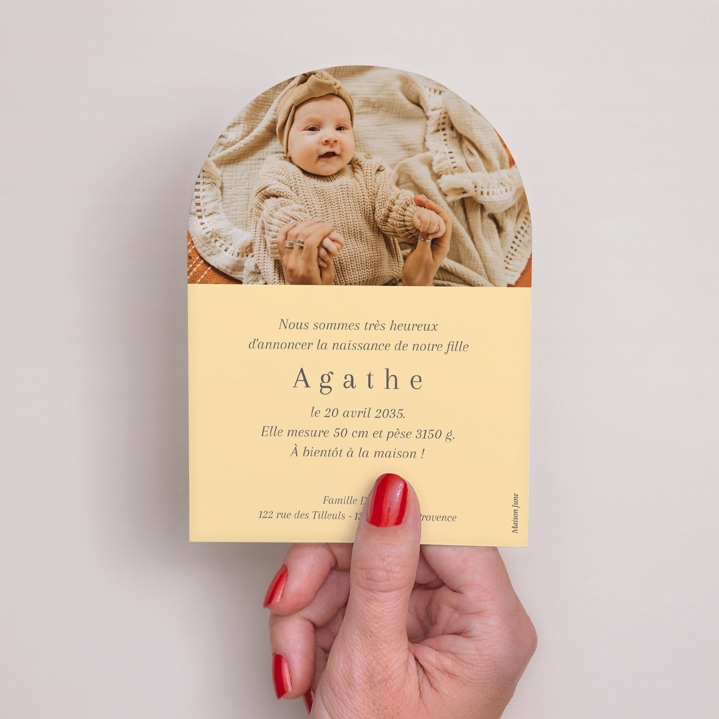 Faire-part Naissance Petite arche Body fleuri II photo N° 3