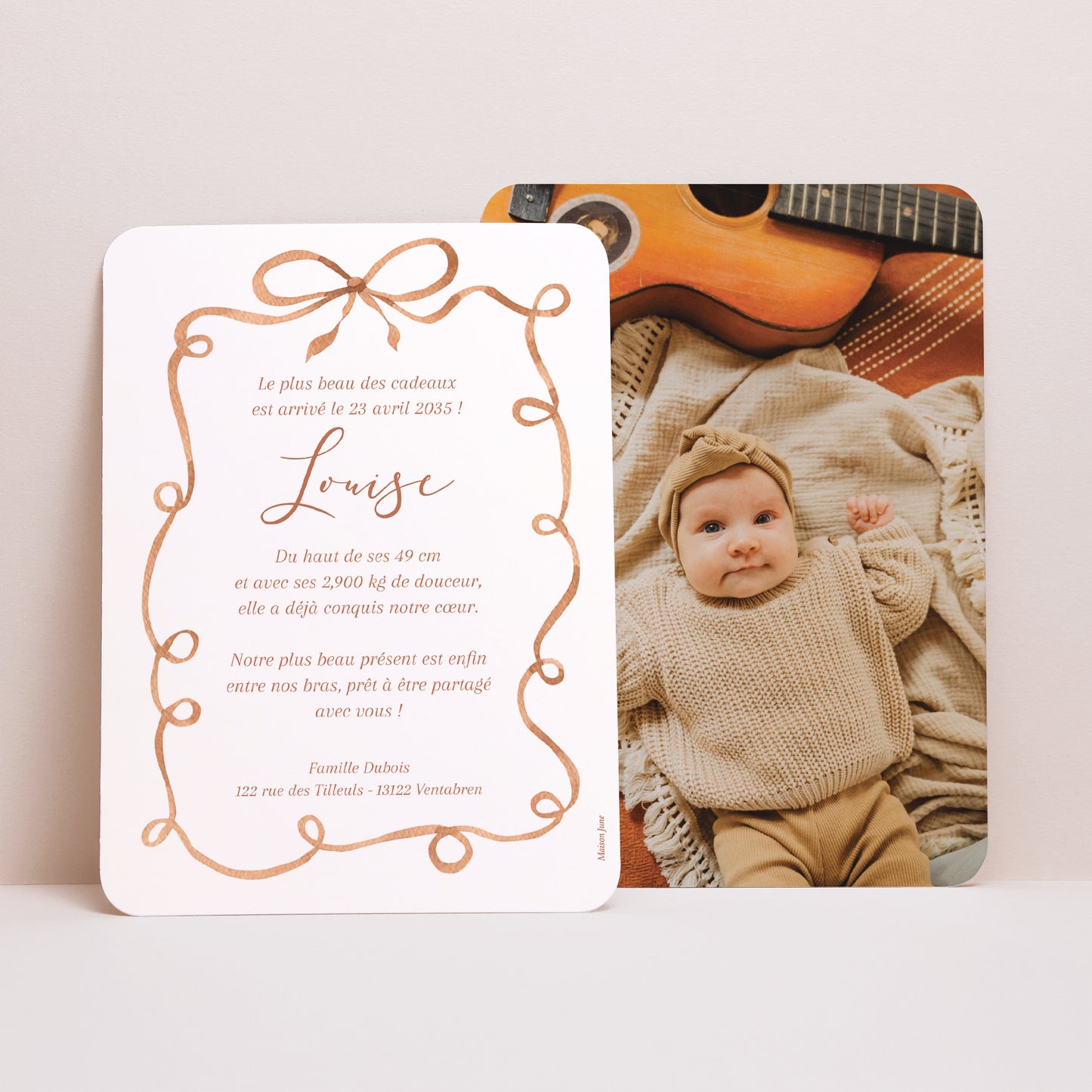 Faire-part Naissance Portrait, bords arrondis Joli cadeau II photo N° 1