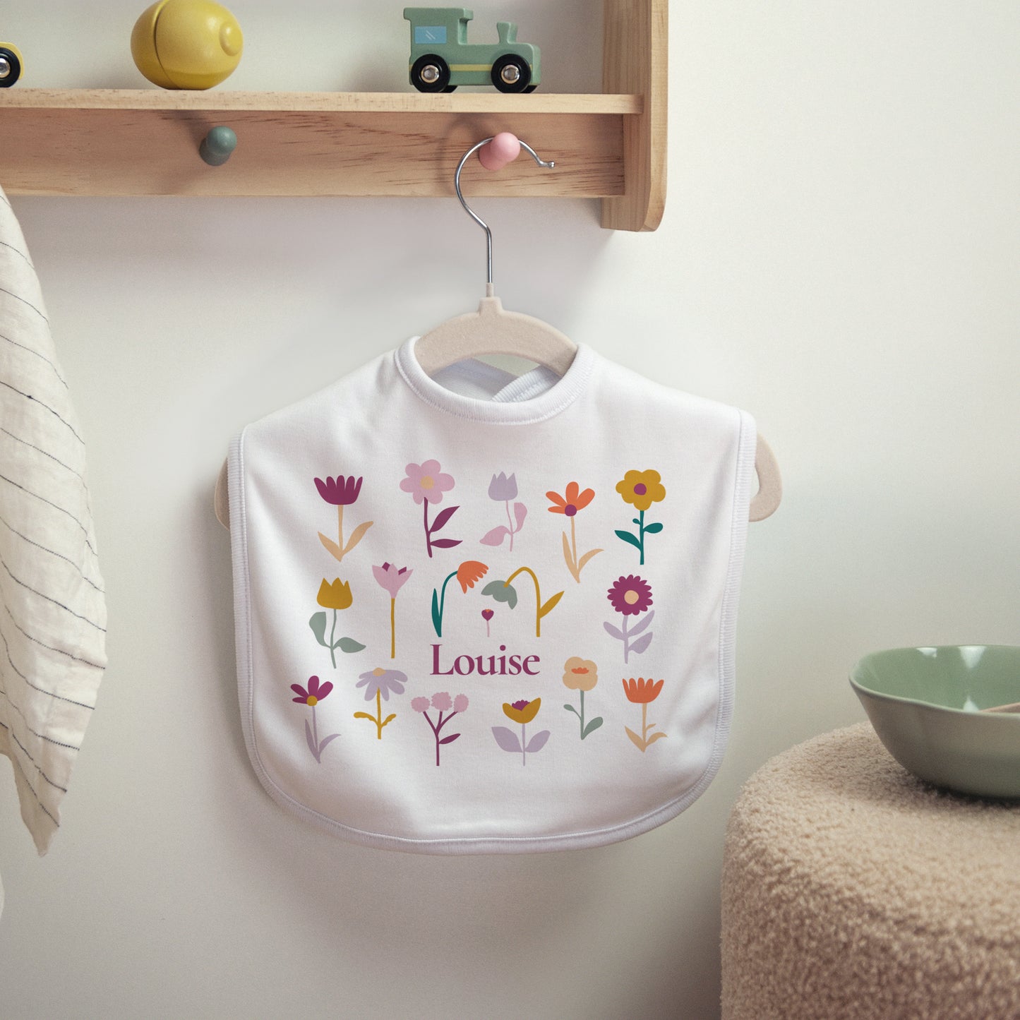 Bavoir Naissance Tissu Cœur en fleur photo N° 2