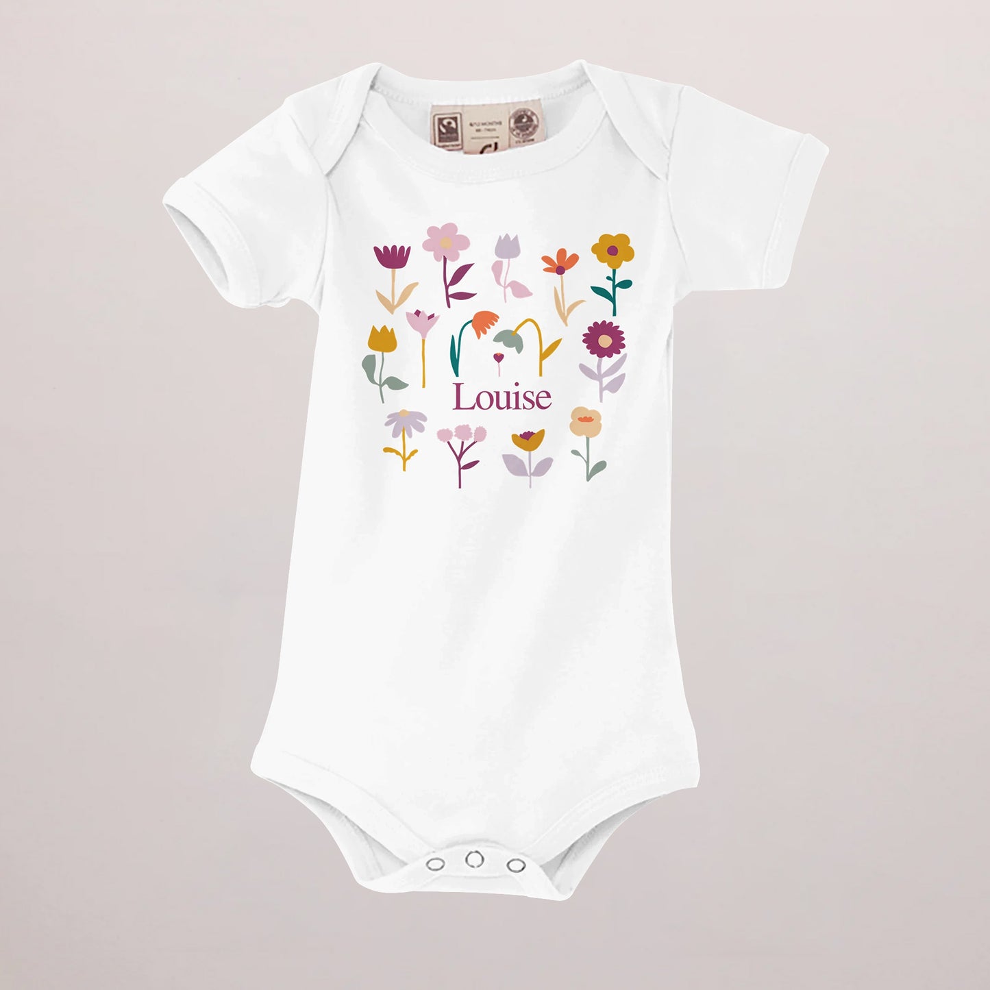 Body personnalisé Naissance blanc recto Cœur en fleur photo N° 1