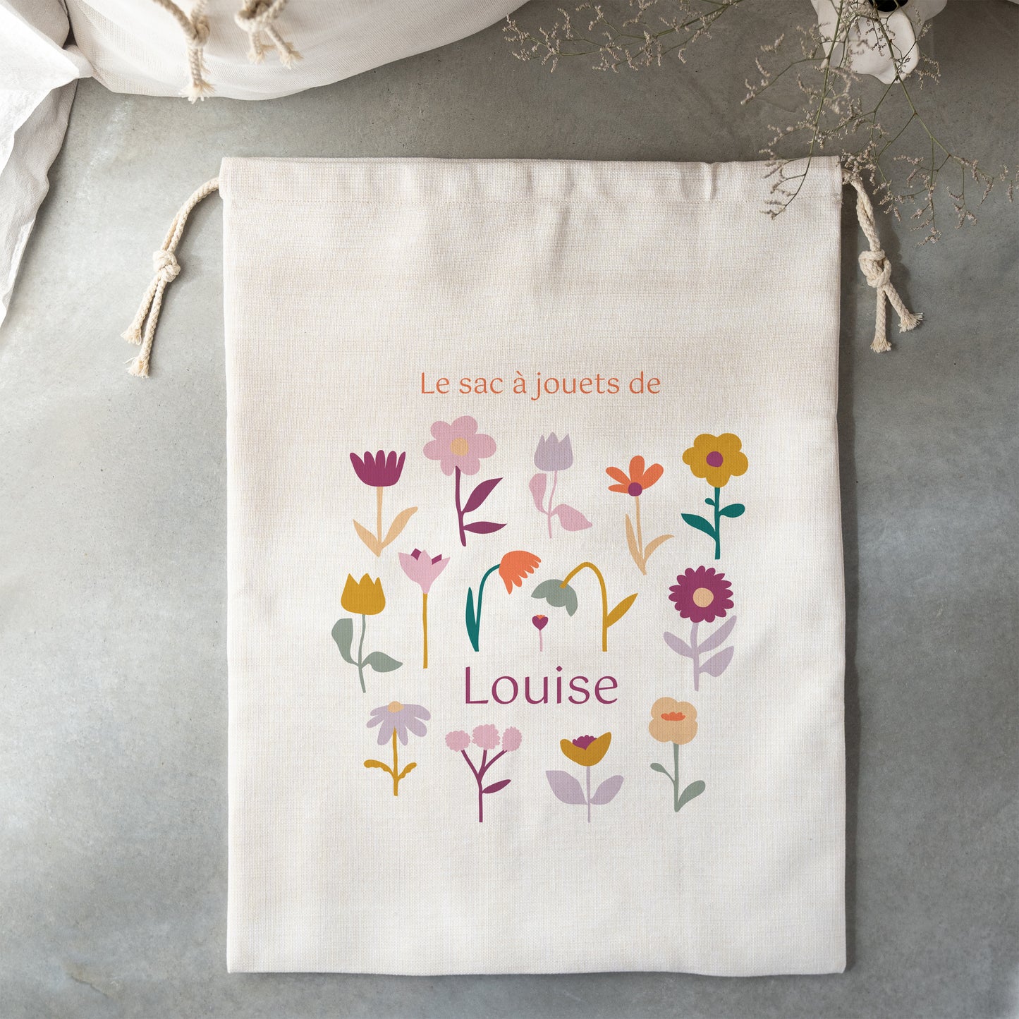 Sac de rangement Naissance Grand format Cœur en fleur photo N° 2