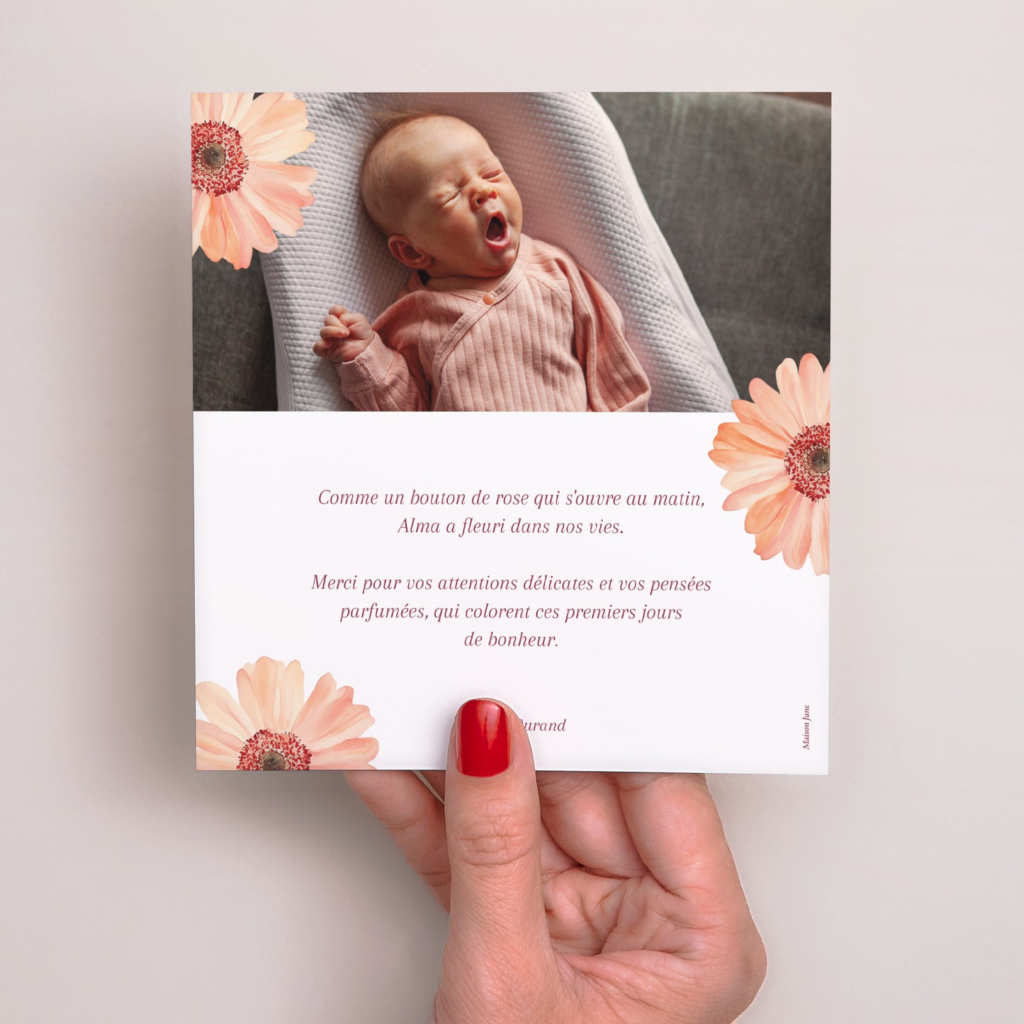 Remerciements Naissance Carré Un Pétale d'Amour photo N° 3