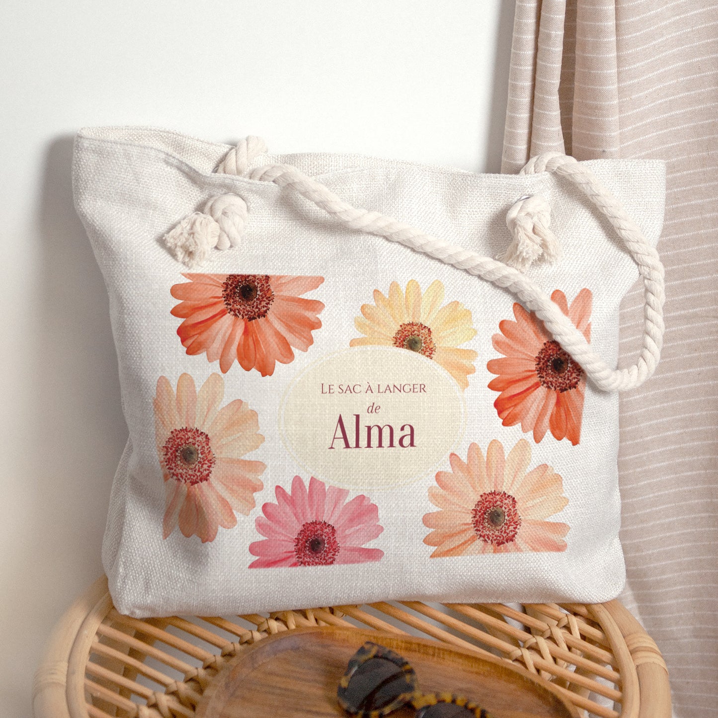 Sac cabas Naissance Anse en corde Un Pétale d'Amour photo N° 1