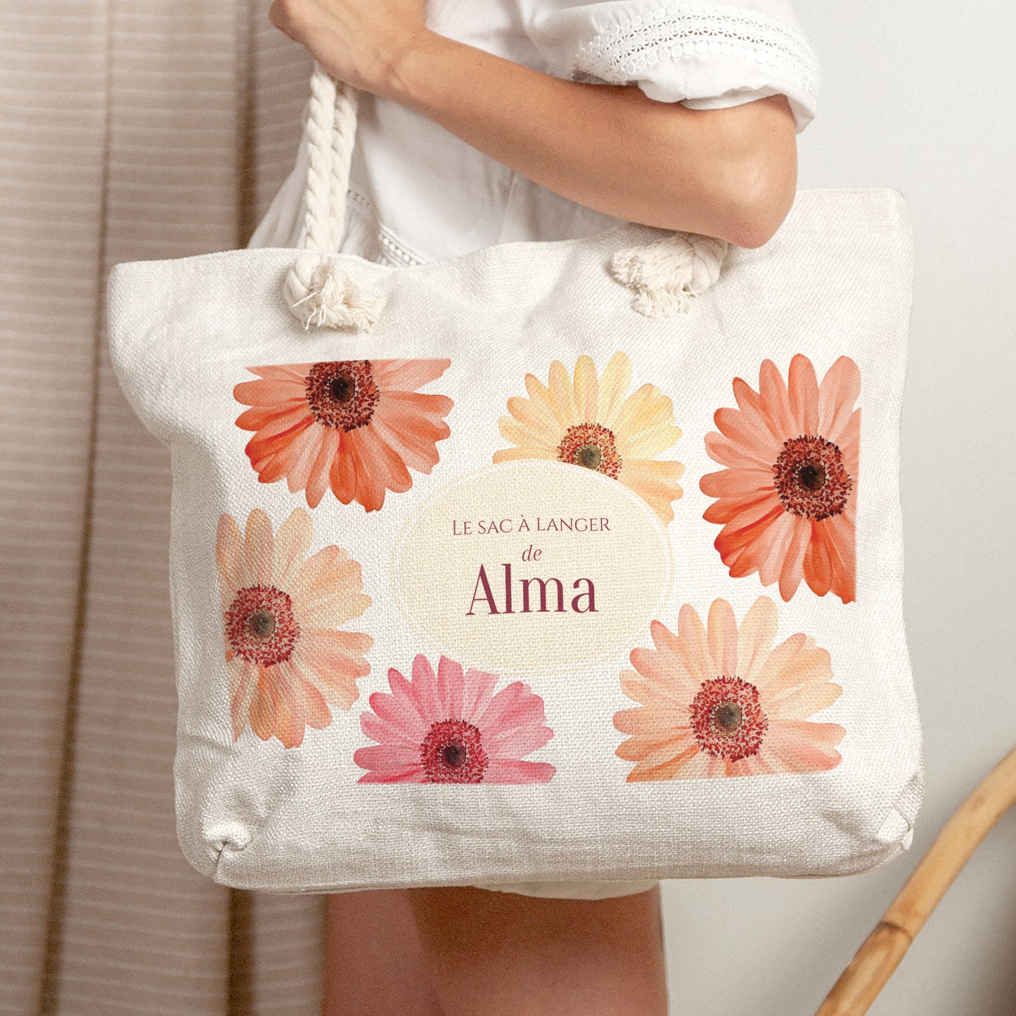 Sac cabas Naissance Anse en corde Un Pétale d'Amour photo N° 2