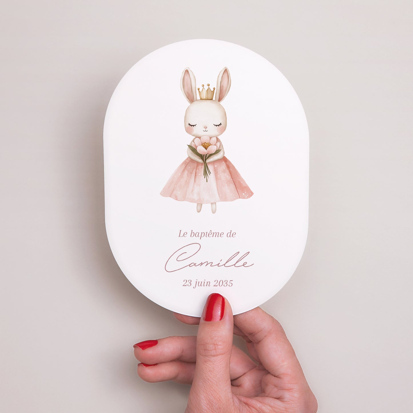 Faire-part Baptême Ovale Princesse du Jardin Secret photo N° 2