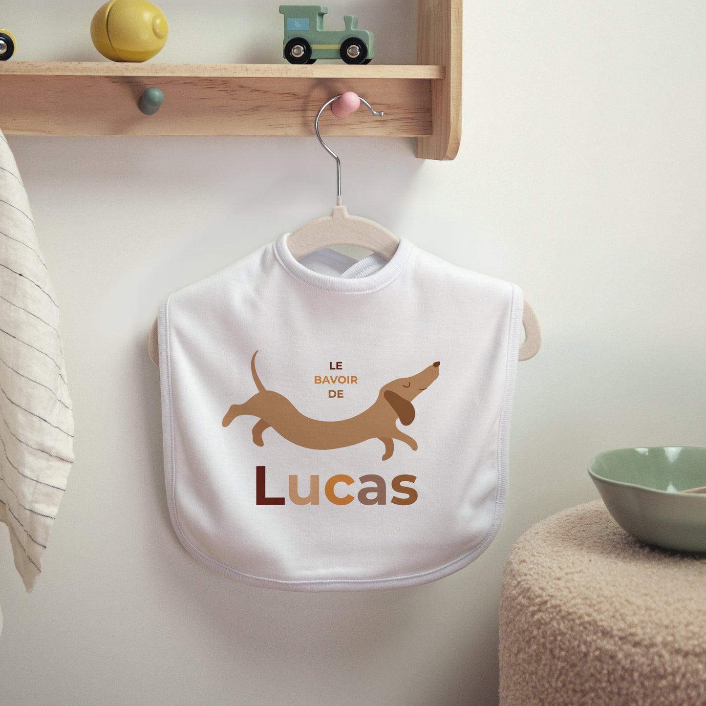 Bavoir Naissance Tissu Hot Dog photo N° 2