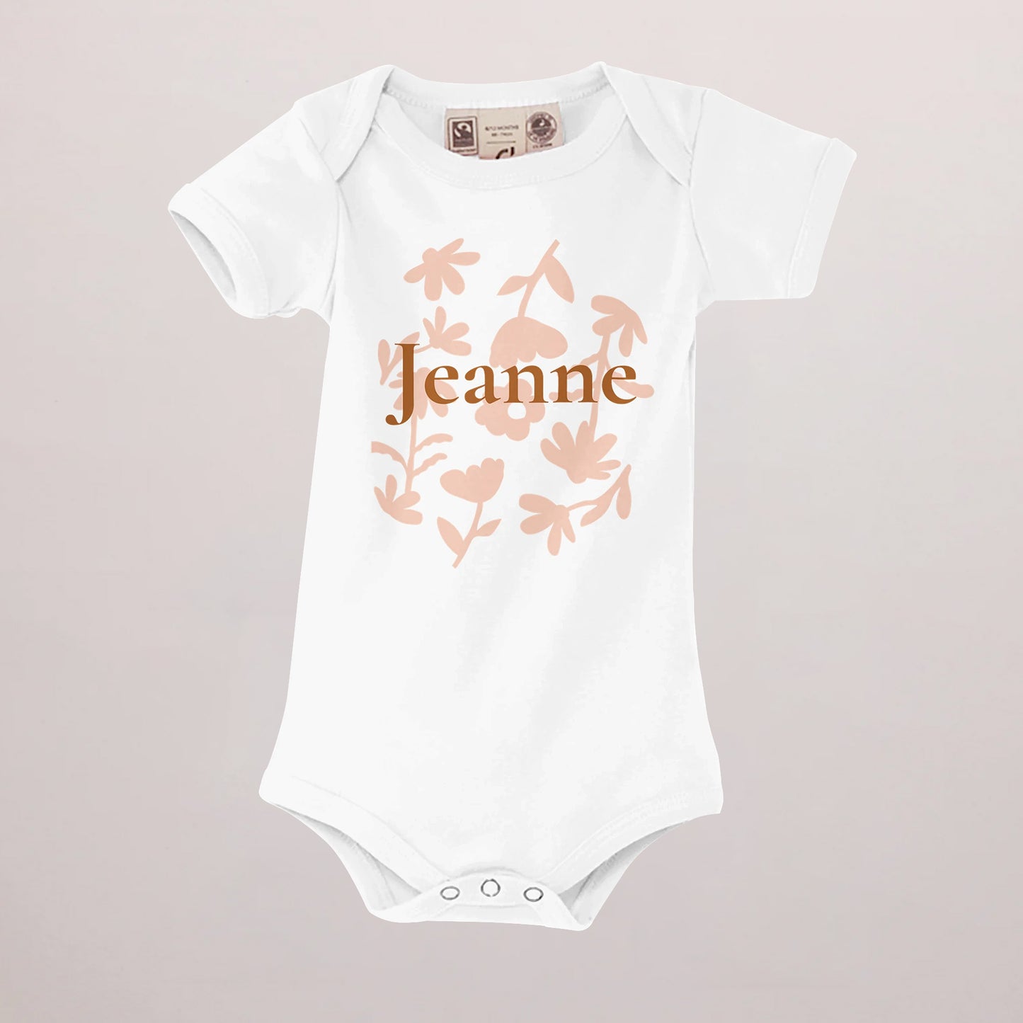 Body personnalisé Naissance blanc recto Baby flower photo N° 1