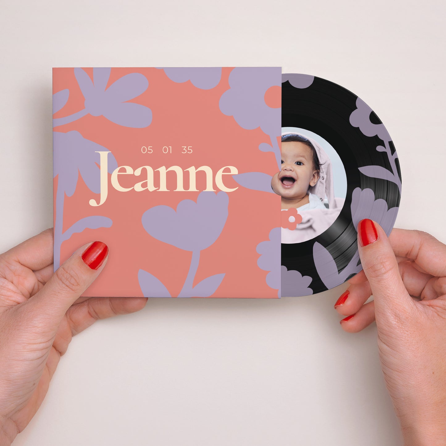 Faire-part Naissance Pochette disque Baby flower photo N° 2