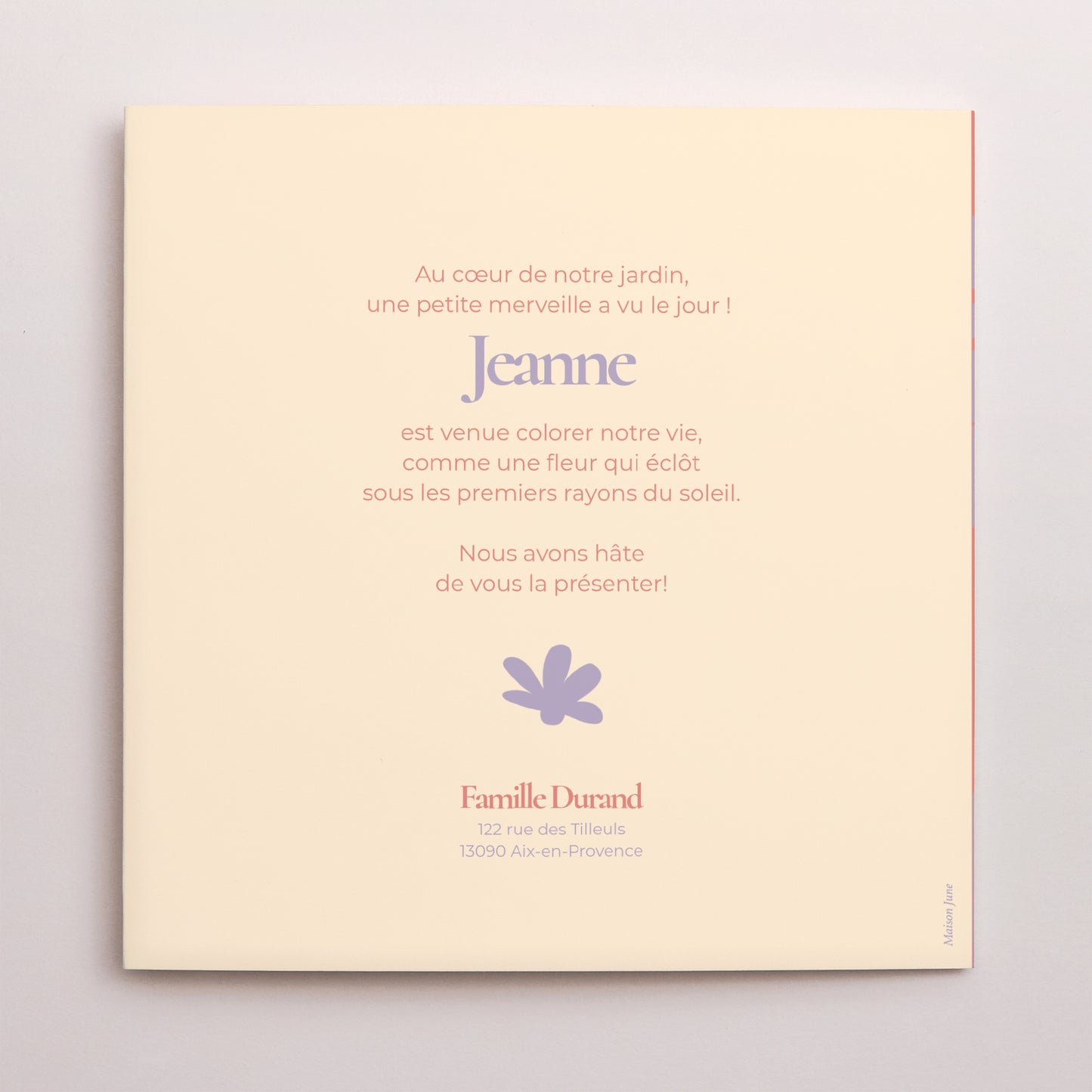 Faire-part Naissance Pochette disque Baby flower photo N° 3