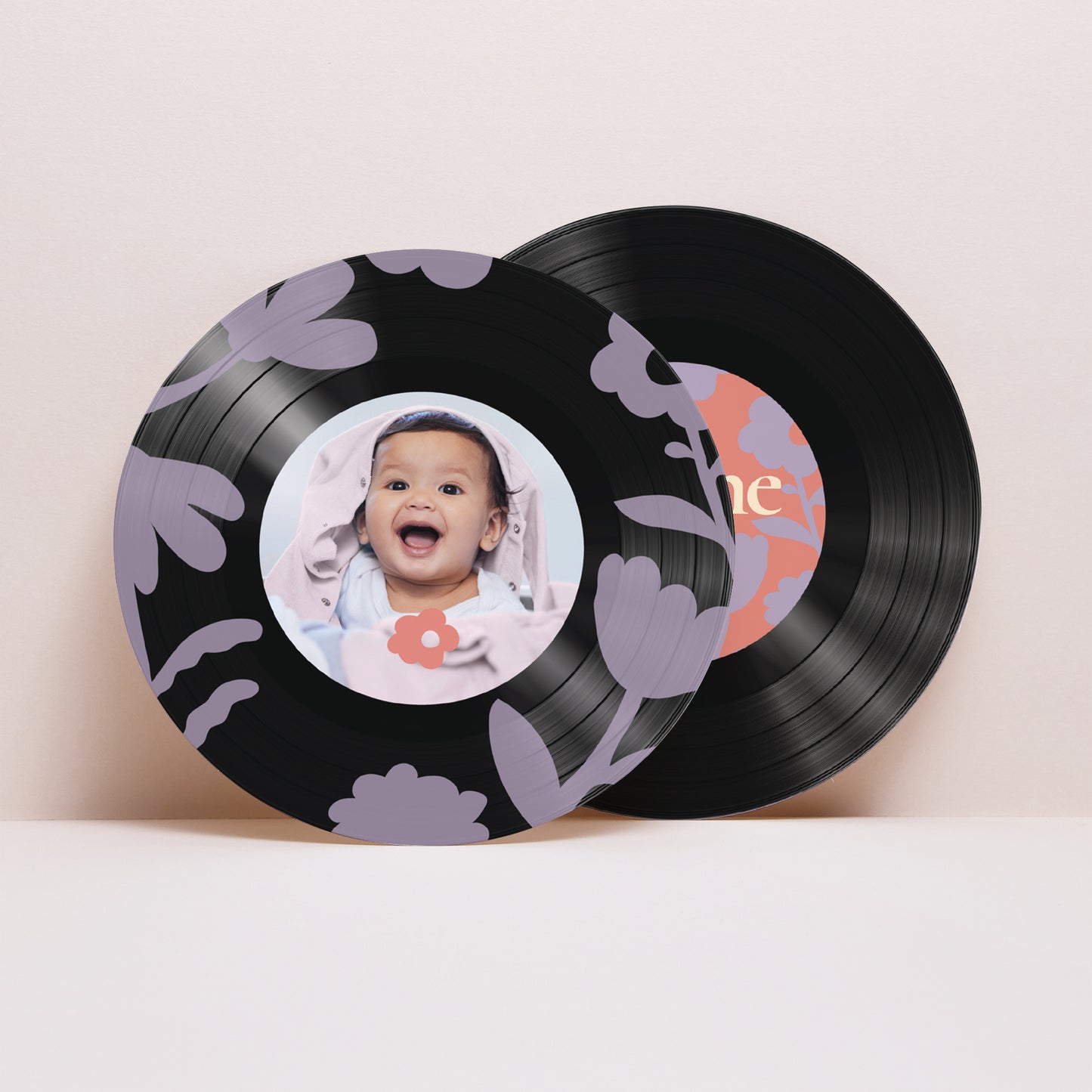 Faire-part Naissance Pochette disque Baby flower photo N° 4