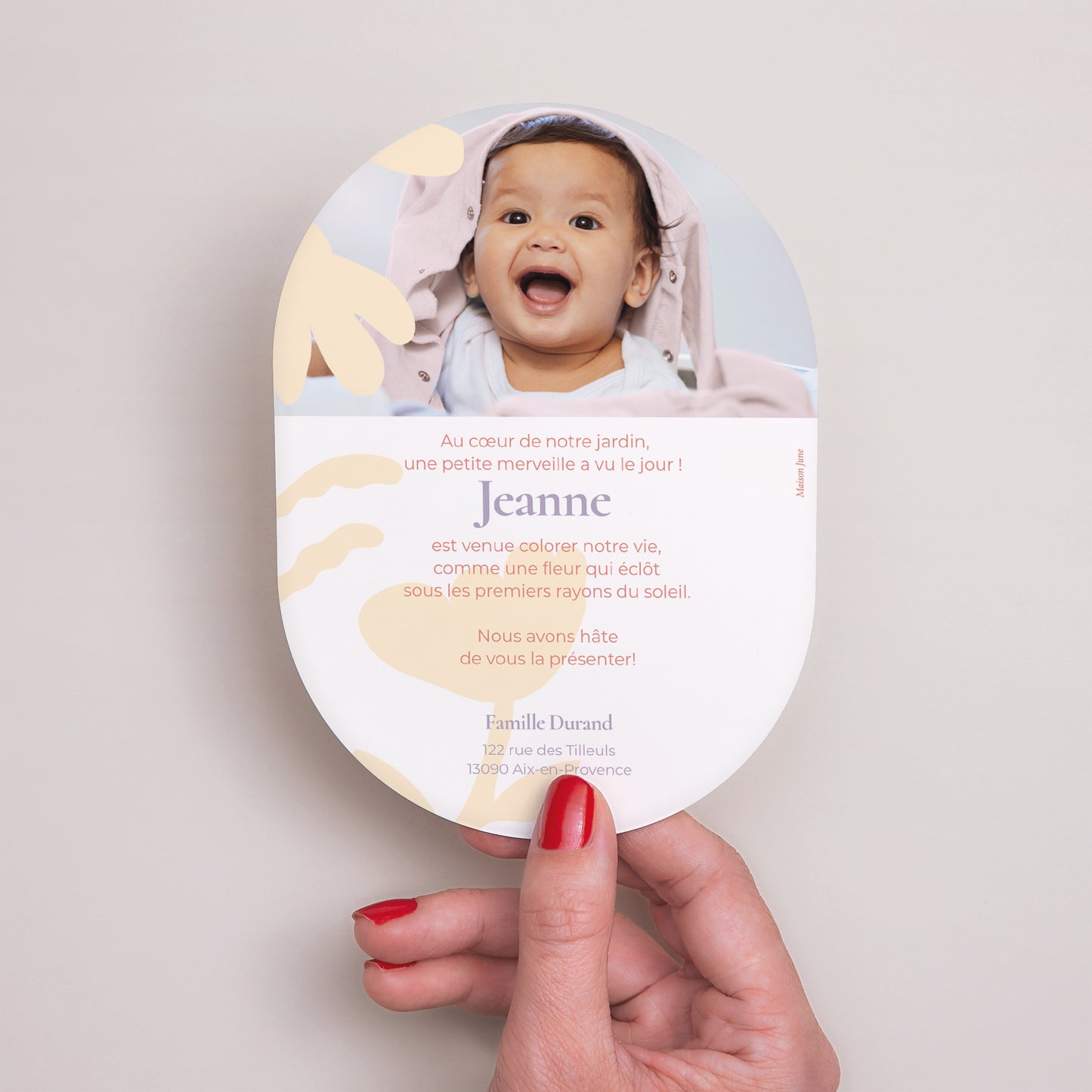 Faire-part Naissance Ovale Baby flower photo N° 3