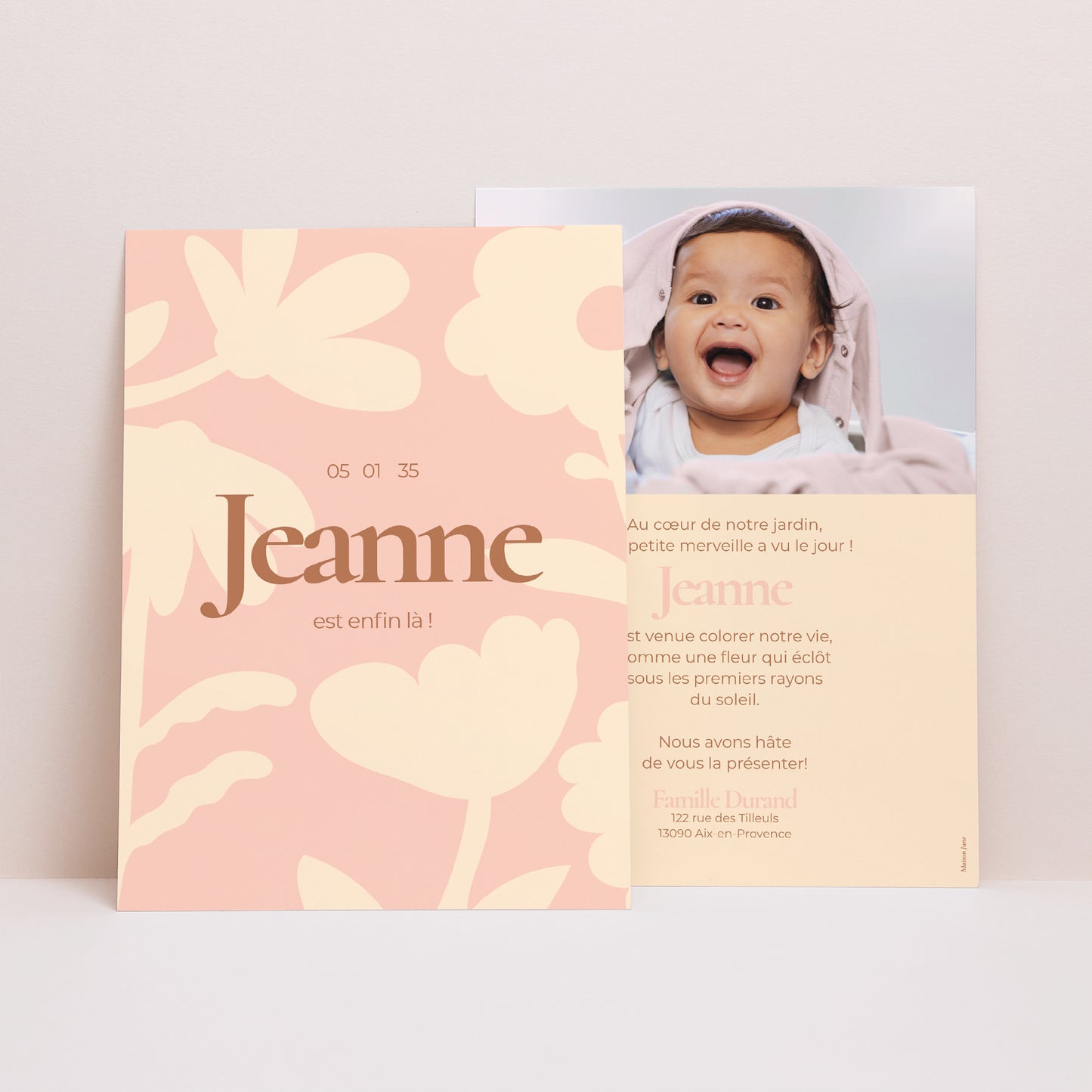 Faire-part Naissance Portrait Baby flower photo N° 1