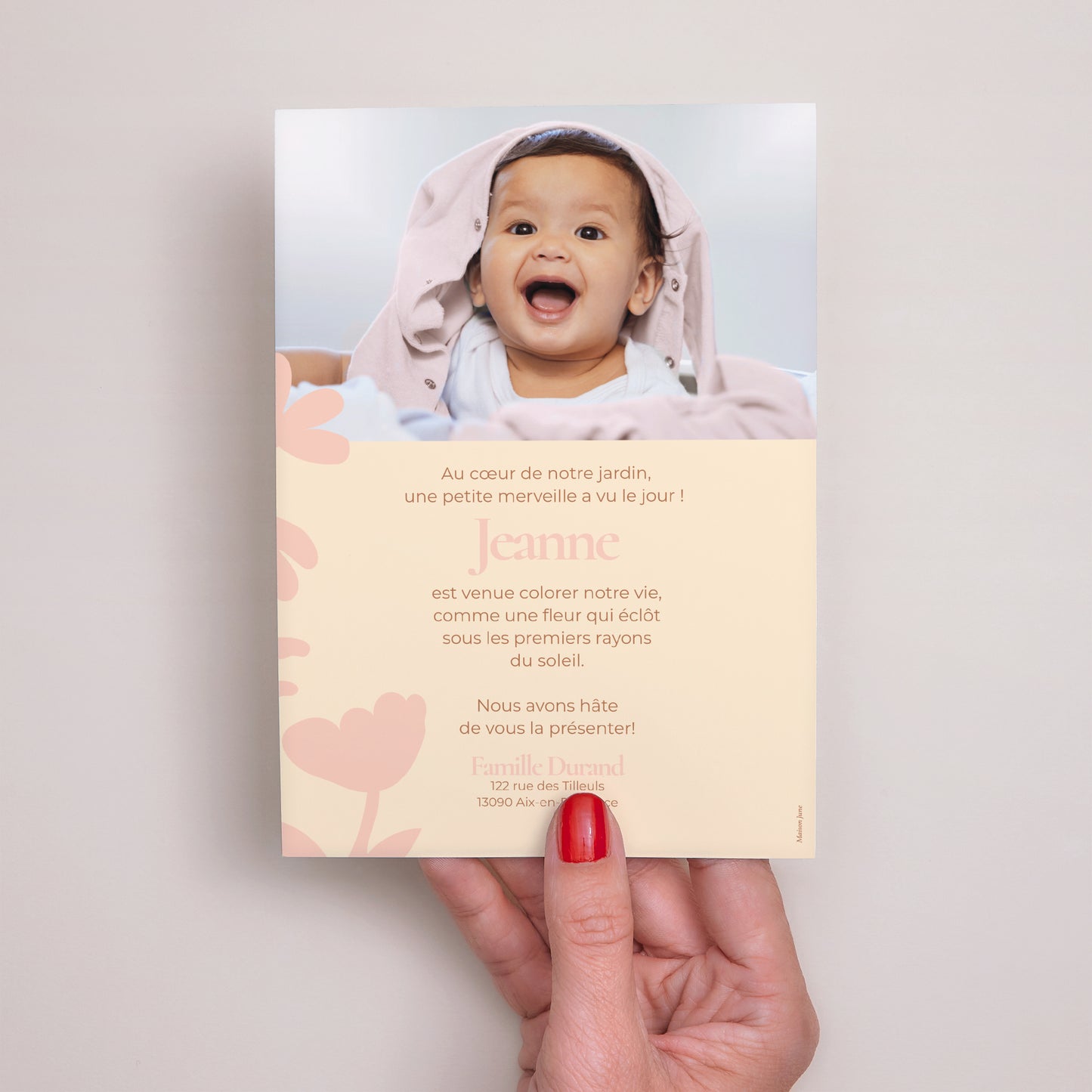 Faire-part Naissance Portrait Baby flower photo N° 3