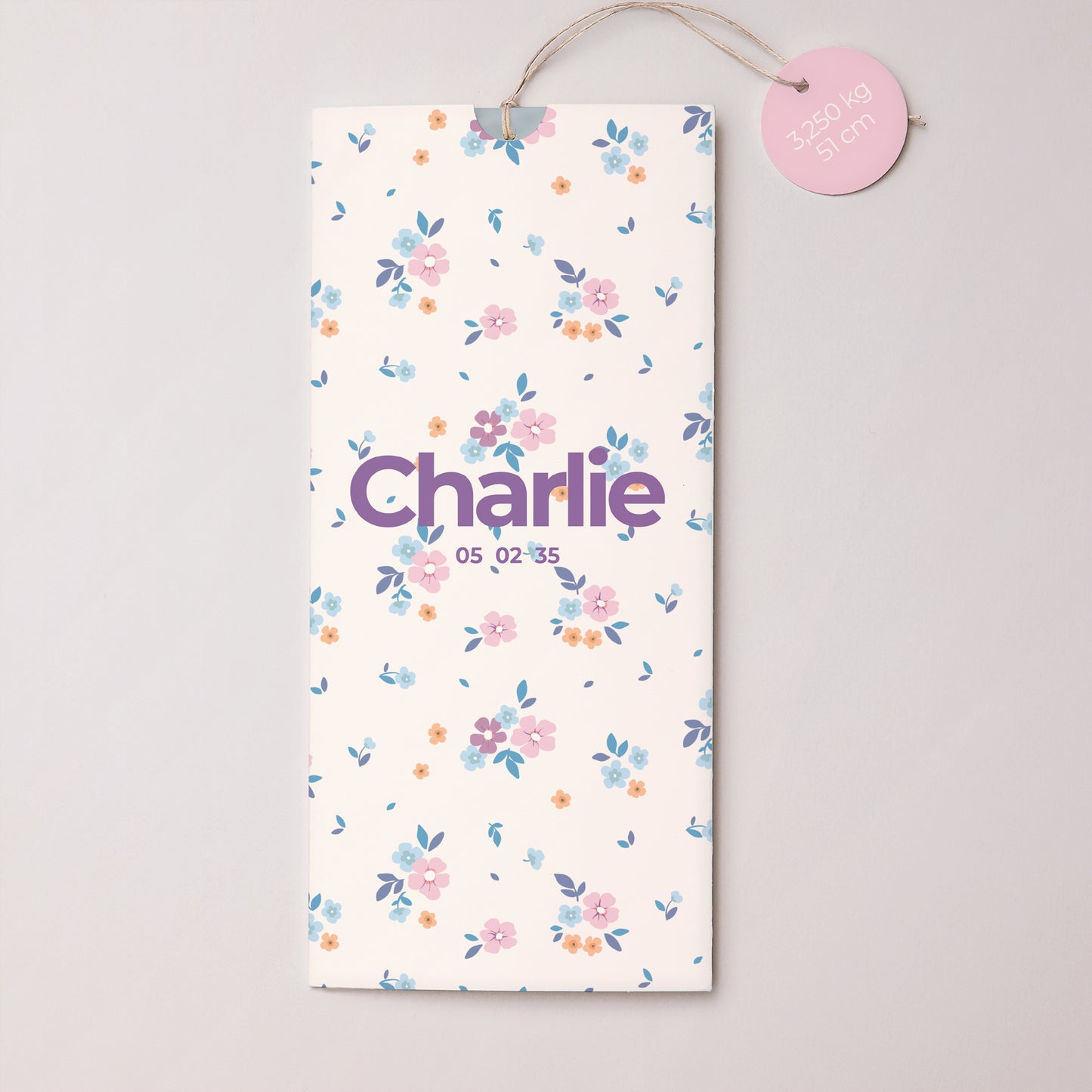 Faire-part Naissance Pochette portrait 2 cartes, étiquette Sweet flowers photo N° 1