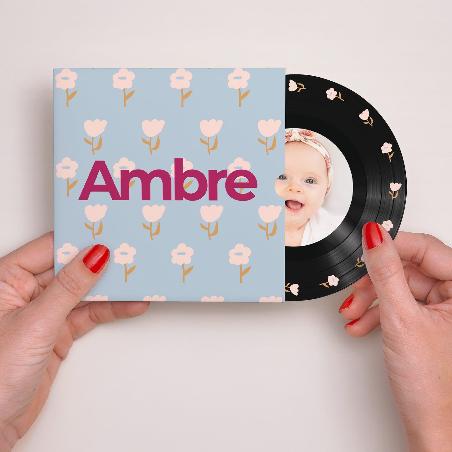 Faire-part Naissance Pochette disque Les fleurs photo N° 2