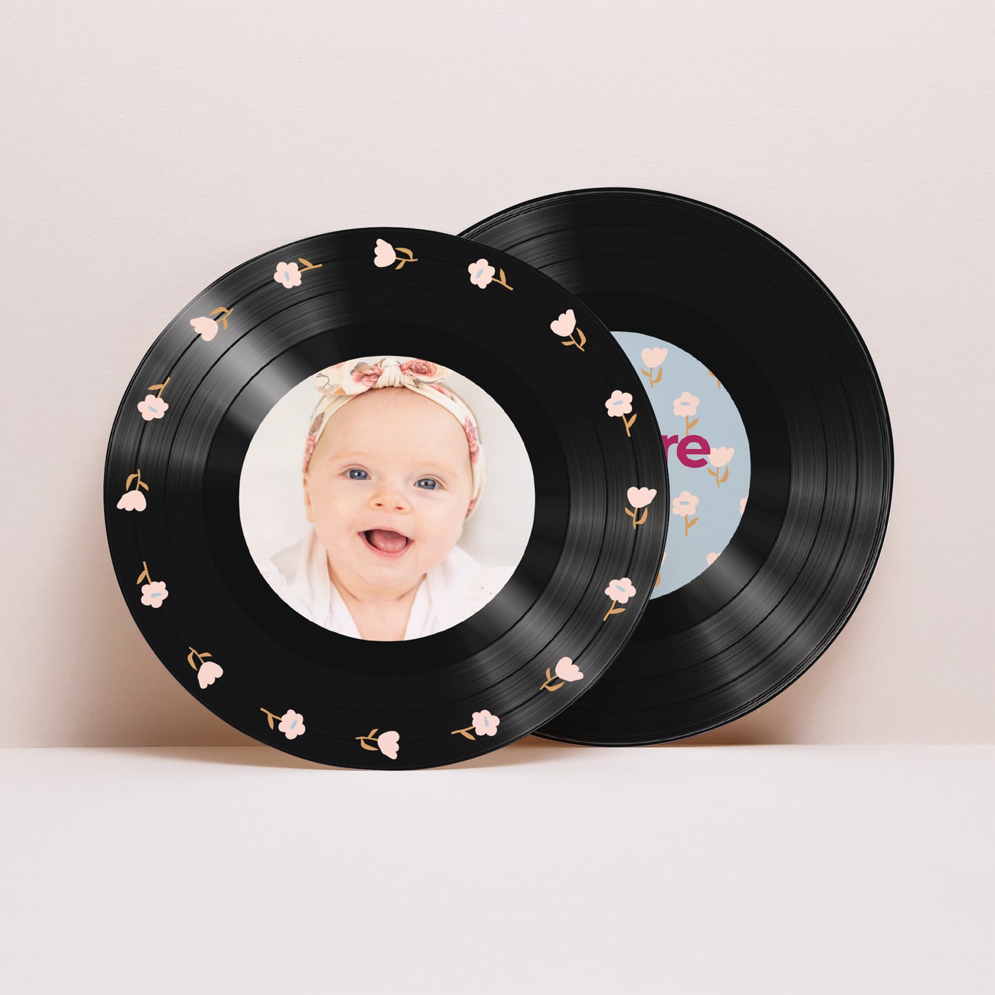 Faire-part Naissance Pochette disque Les fleurs photo N° 4