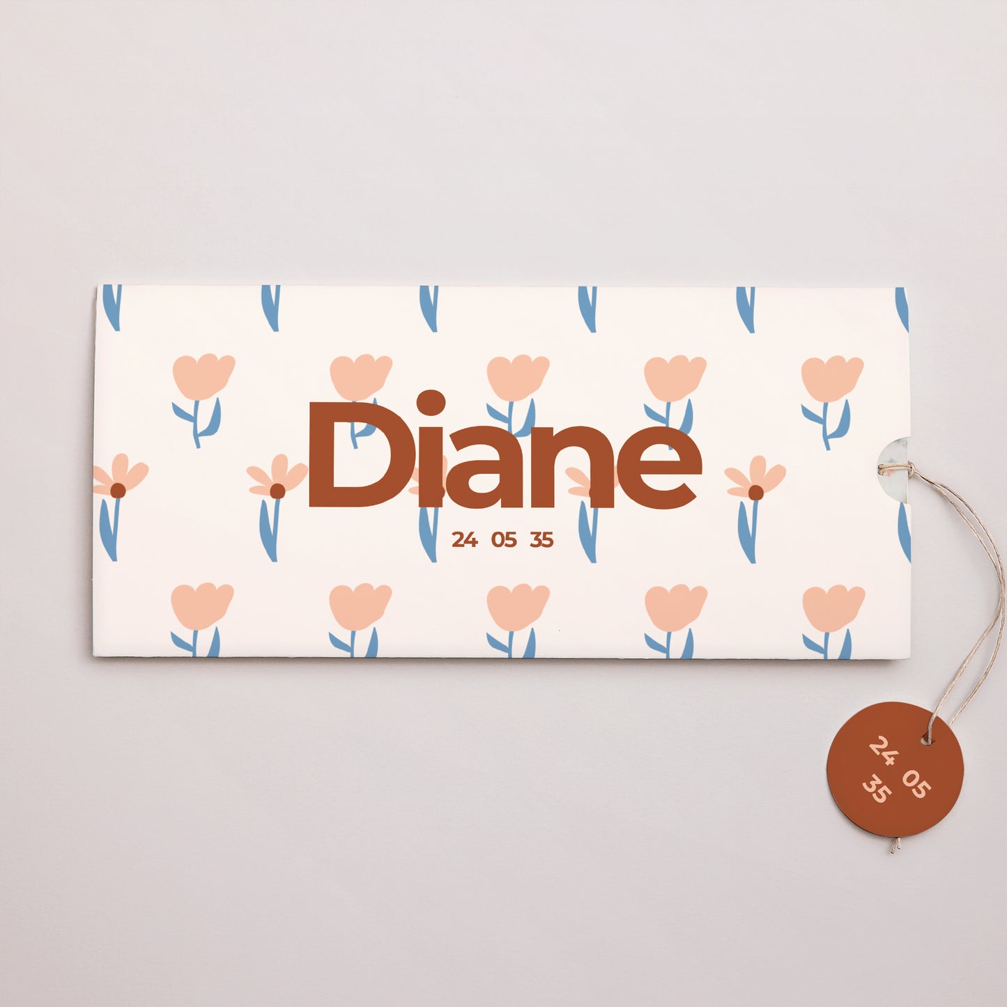 Faire-part Naissance Pochette 2 cartes, étiquette Nos fleurs photo N° 1