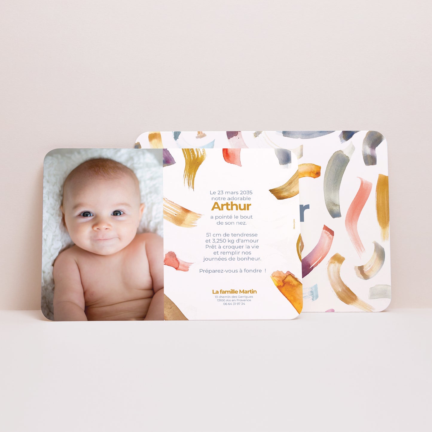 Faire-part Naissance Paysage, bords arrondis Brush photo N° 2
