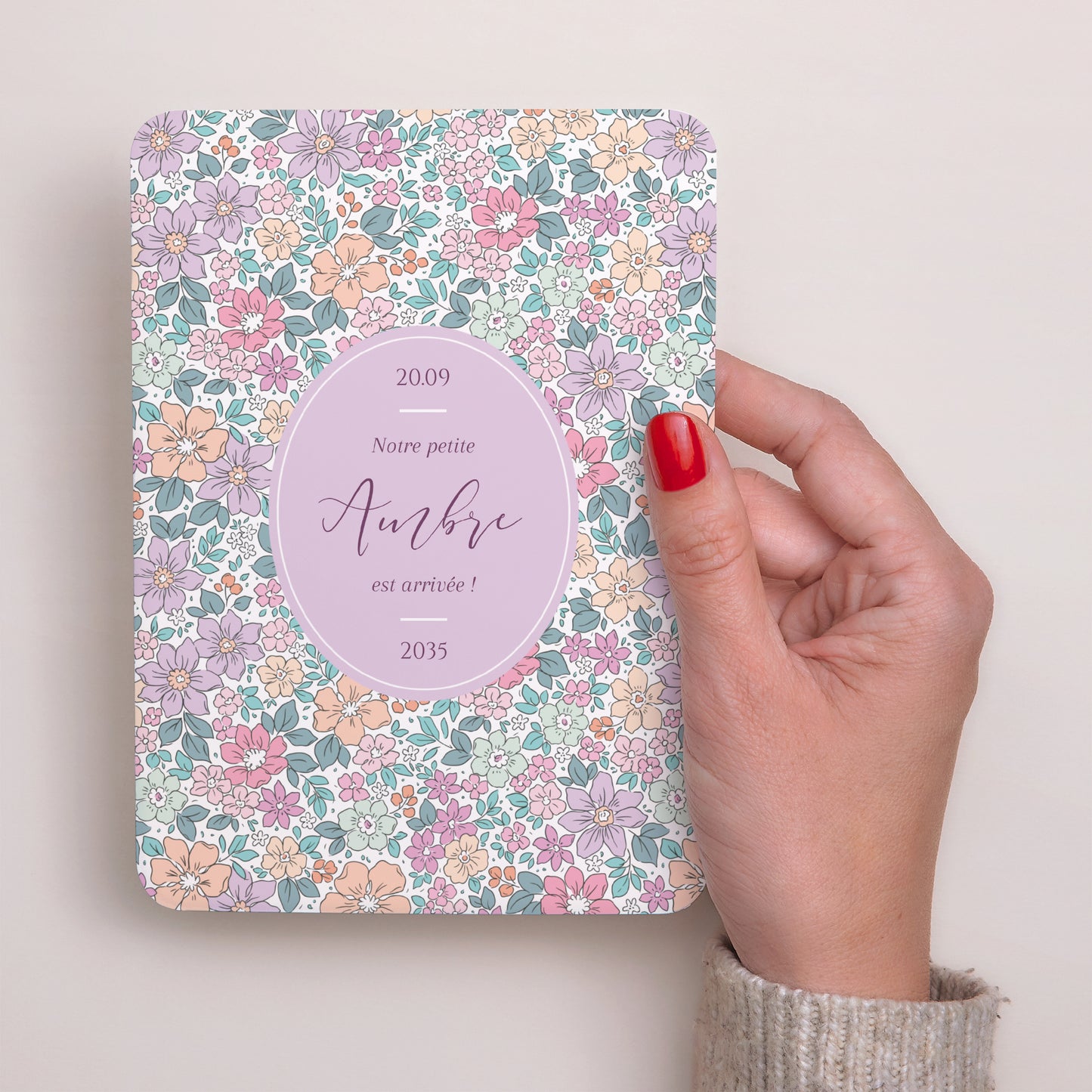 Faire-part Naissance Portrait, bords arrondis Fleur de Coton photo N° 2