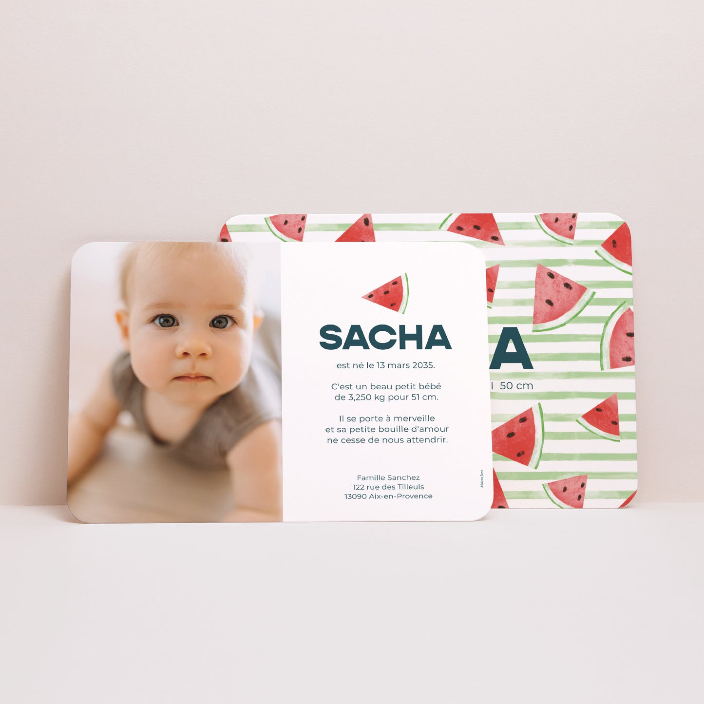 Faire-part Naissance Paysage, bords arrondis Petite Pastèque photo N° 3