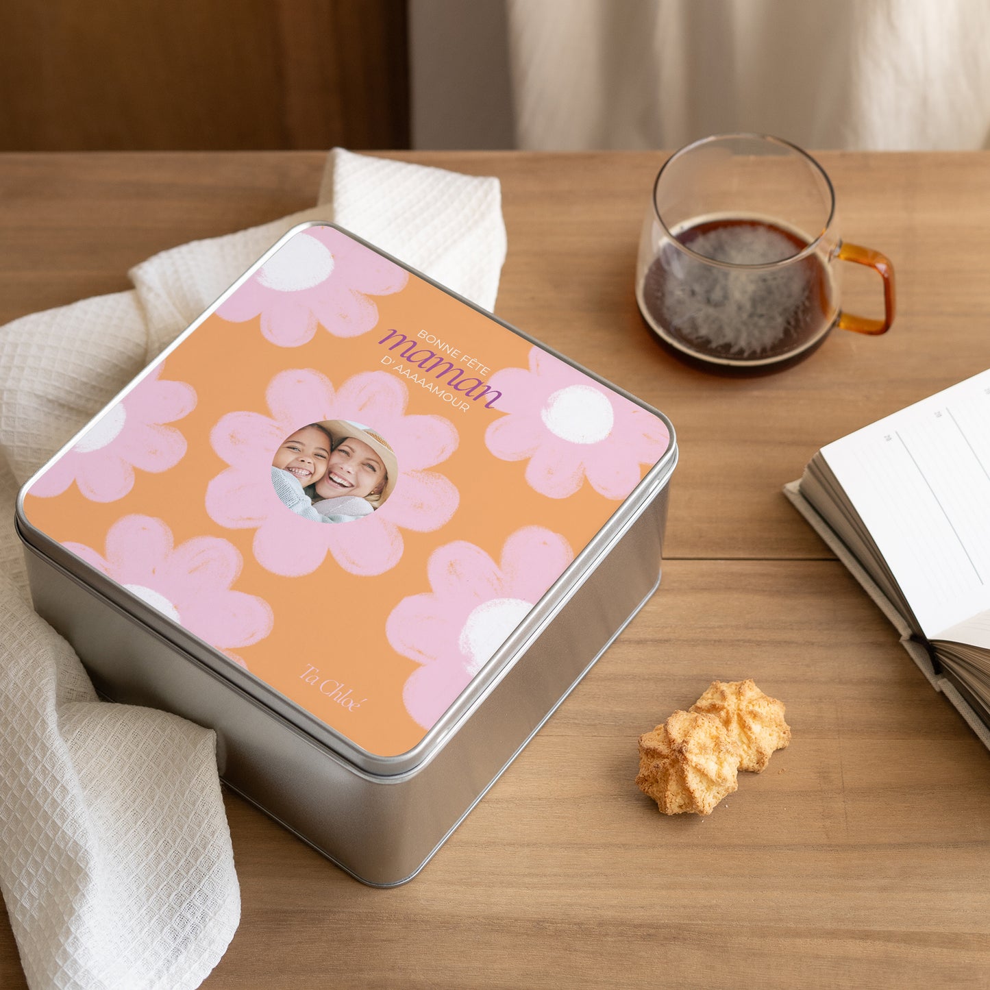 Boite métallique Objets Carrée Big flower photo N° 2