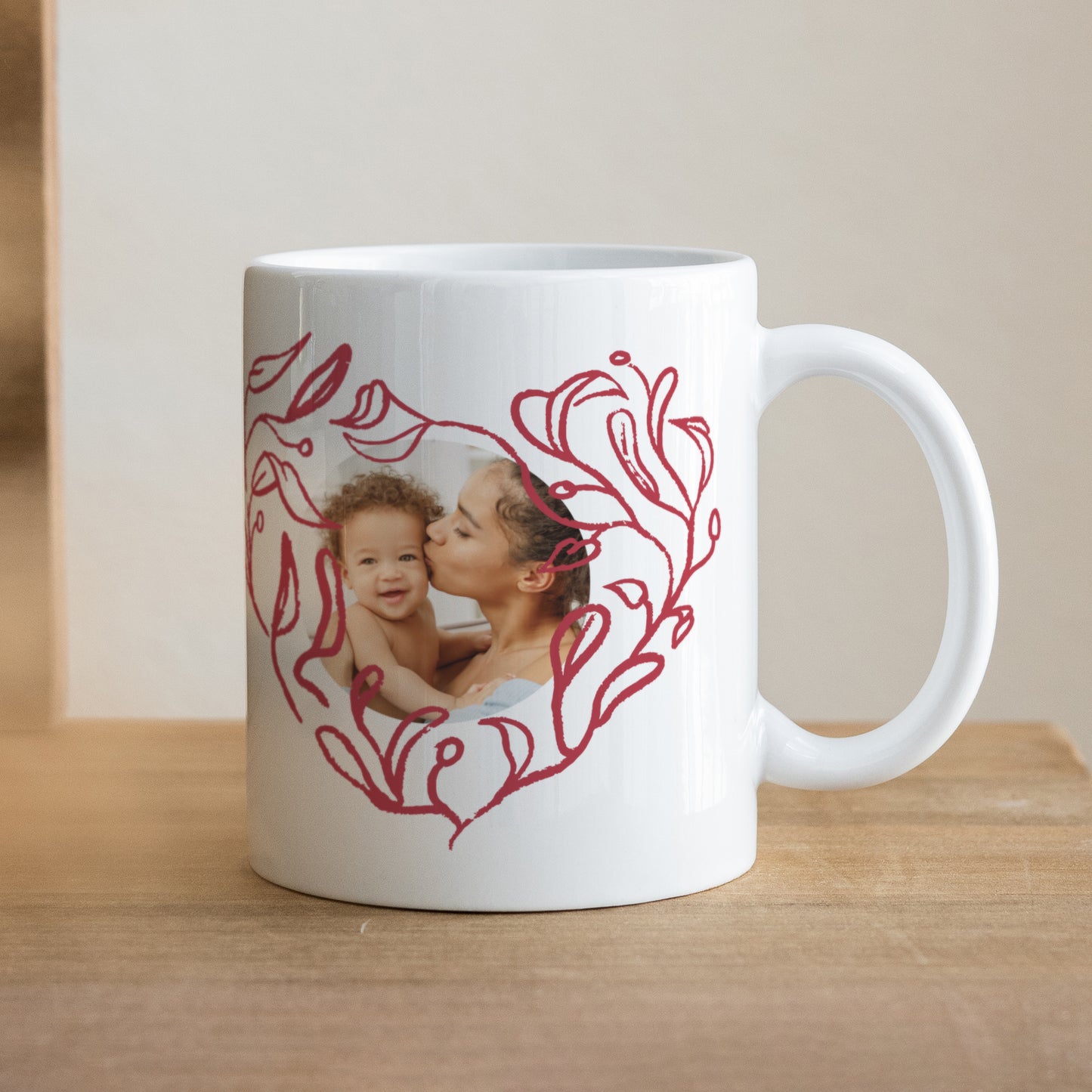Mug Objets Blanc Cœur feuillu photo N° 1
