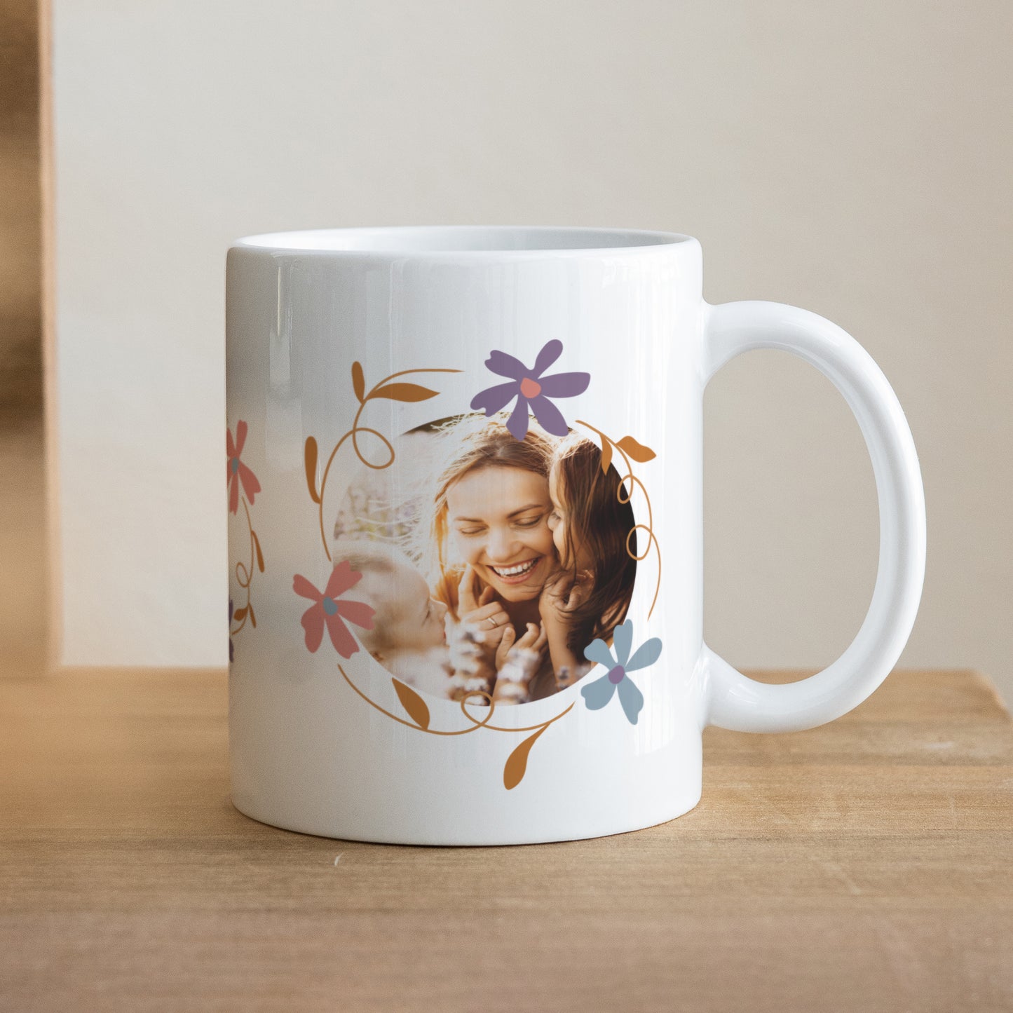 Mug Objets Blanc Cercle de fleurs photo N° 1