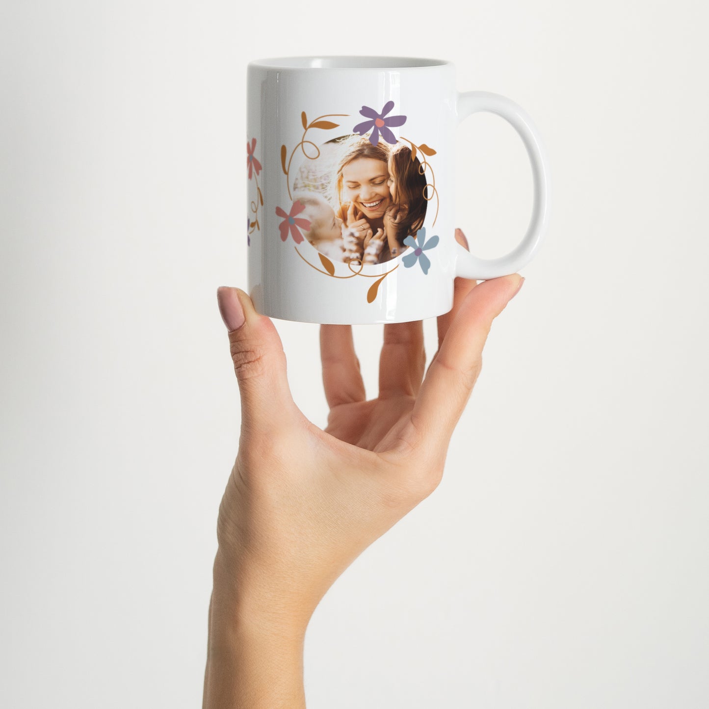 Mug Objets Blanc Cercle de fleurs photo N° 2