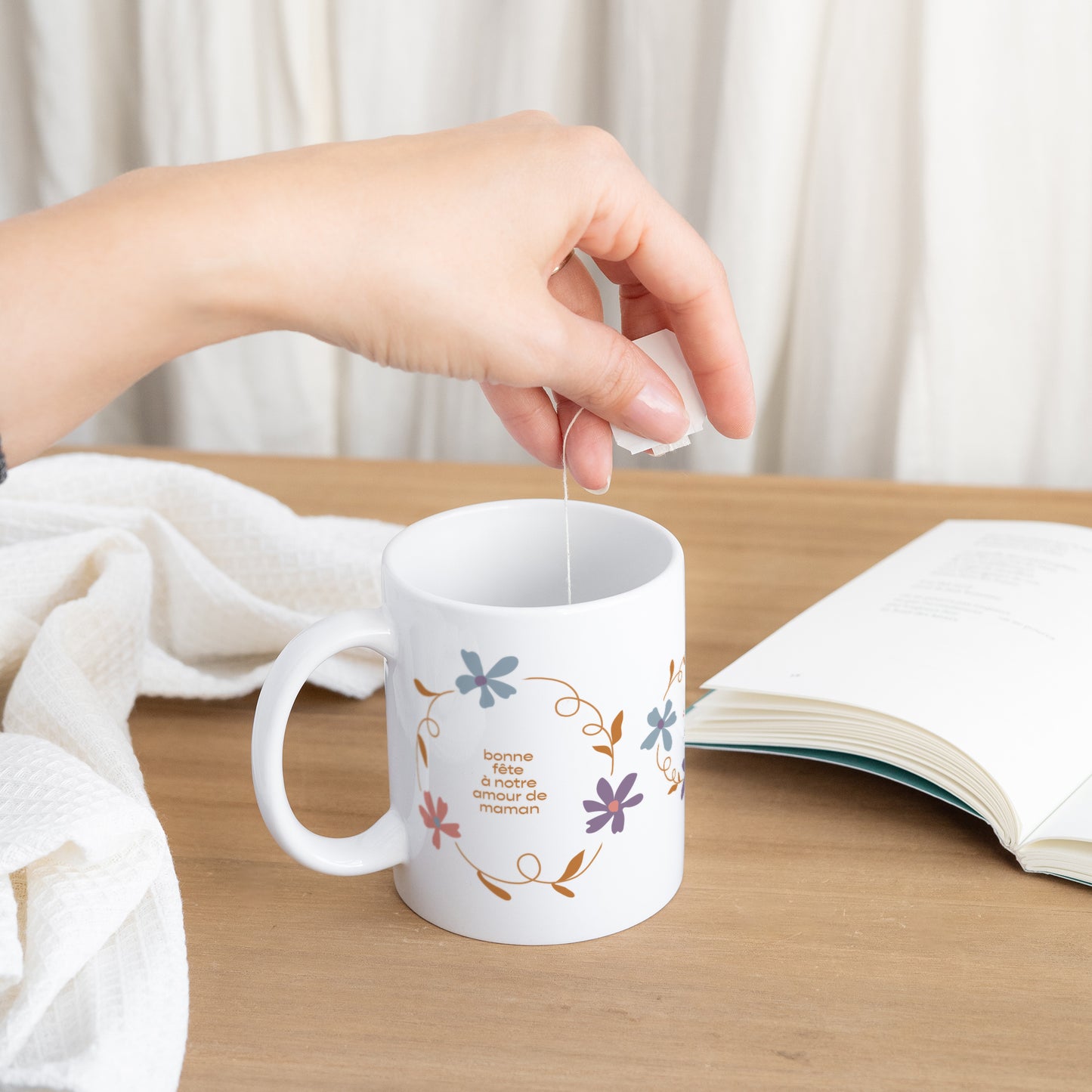 Mug Objets Blanc Cercle de fleurs photo N° 3