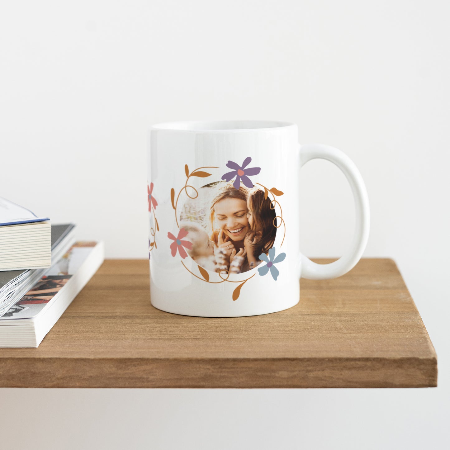 Mug Objets Blanc Cercle de fleurs photo N° 4