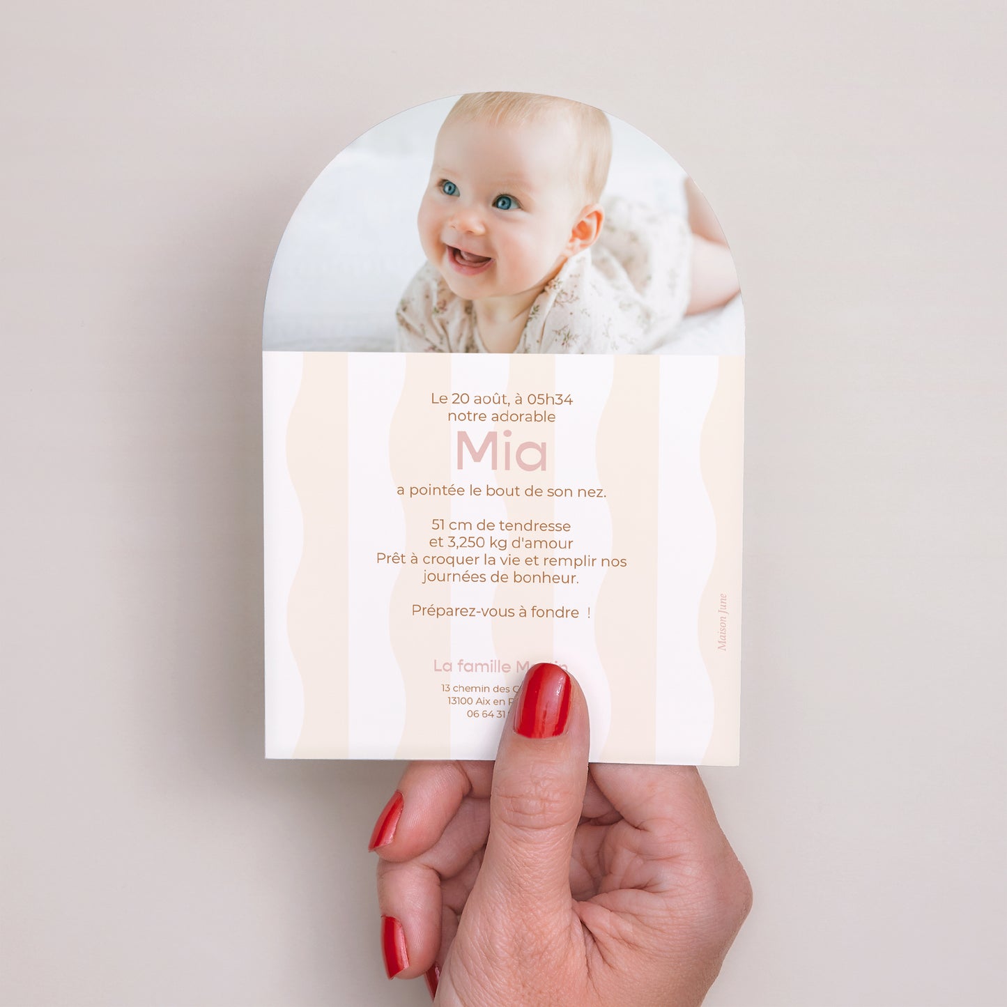 Faire-part Naissance Petite arche Pink waves photo N° 3