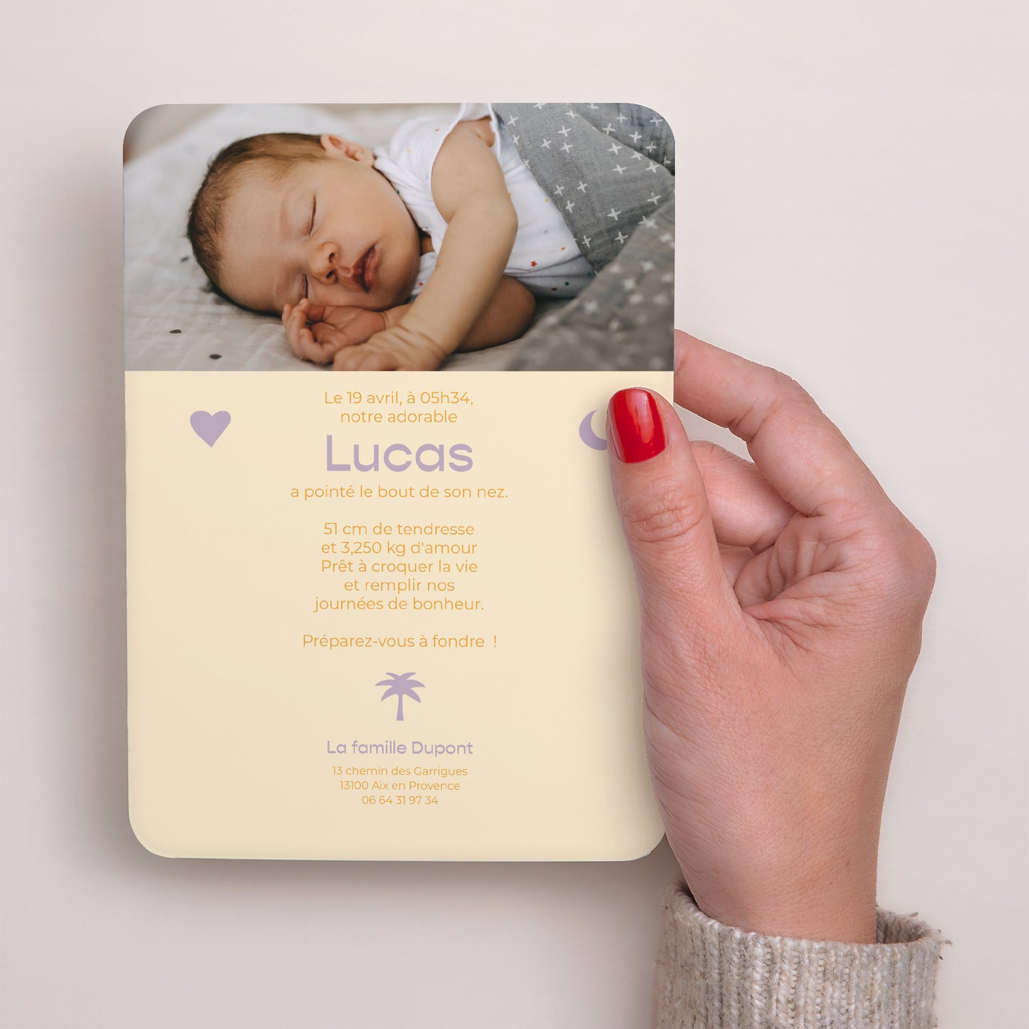 Faire-part Naissance Portrait, bords arrondis Sunshine photo N° 3