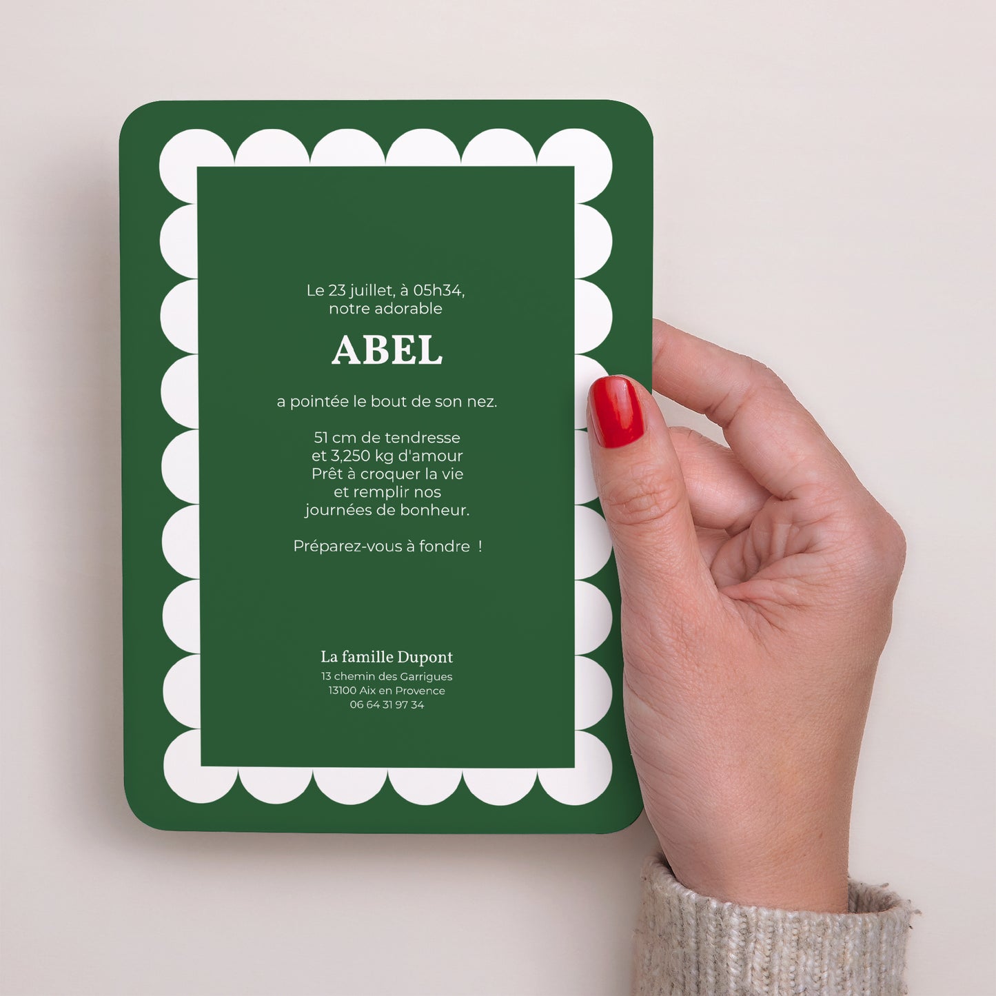 Faire-part Naissance Portrait, bords arrondis Biscuit d'amour photo N° 3