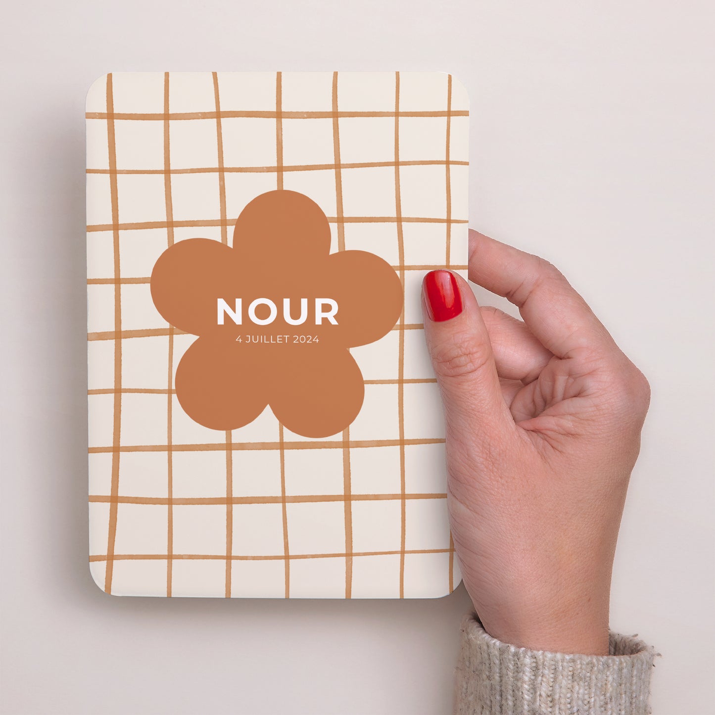 Faire-part Naissance Portrait, bords arrondis Chocolate flower photo N° 2