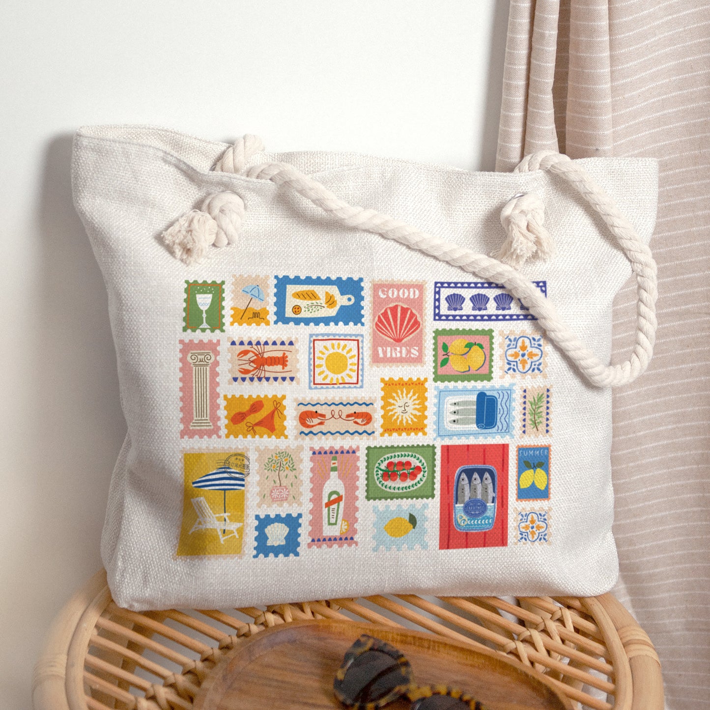 Sac cabas Objets Anse en corde Passion voyage photo N° 1