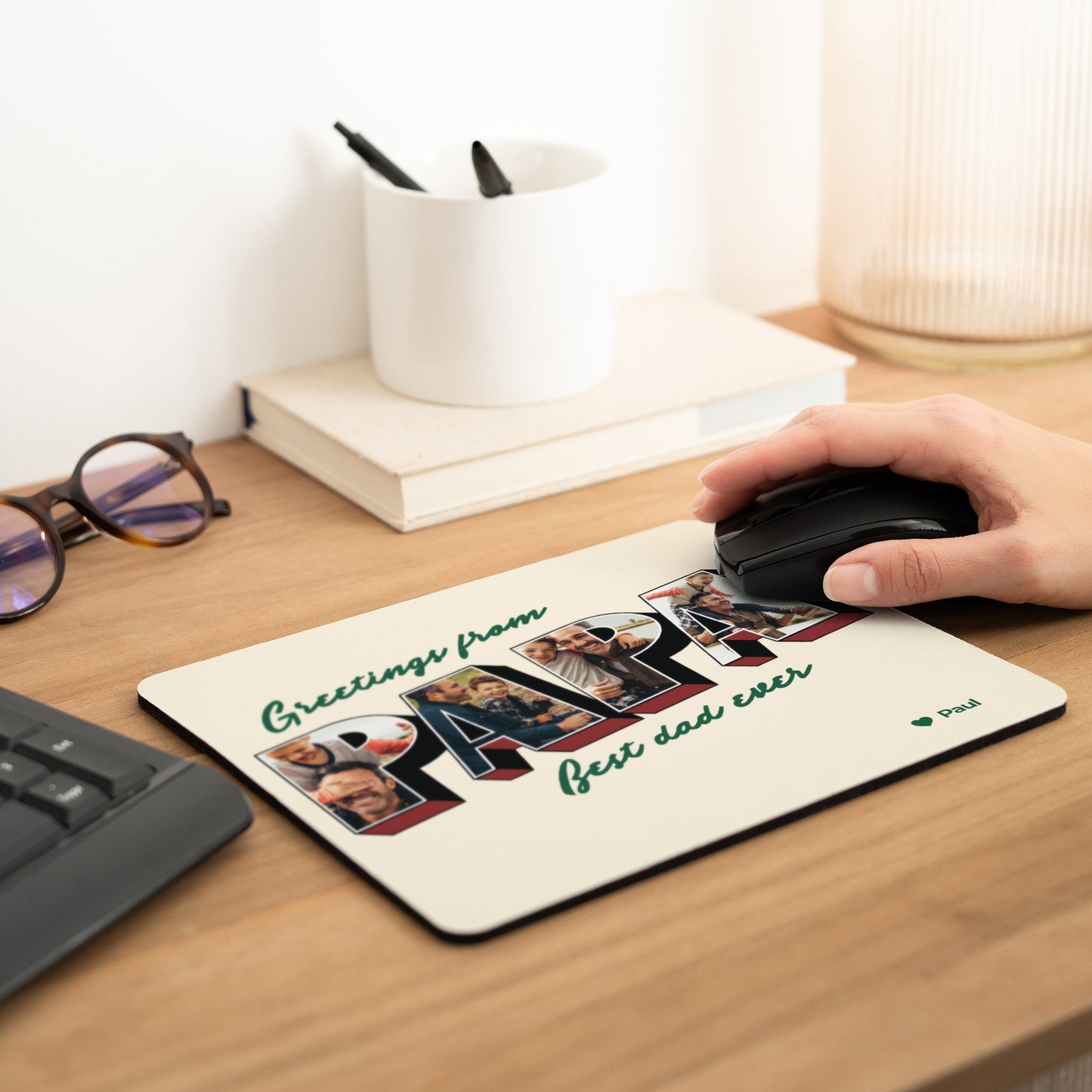 Tapis de souris Objets Rectangle Greetings from Papa photo N° 2