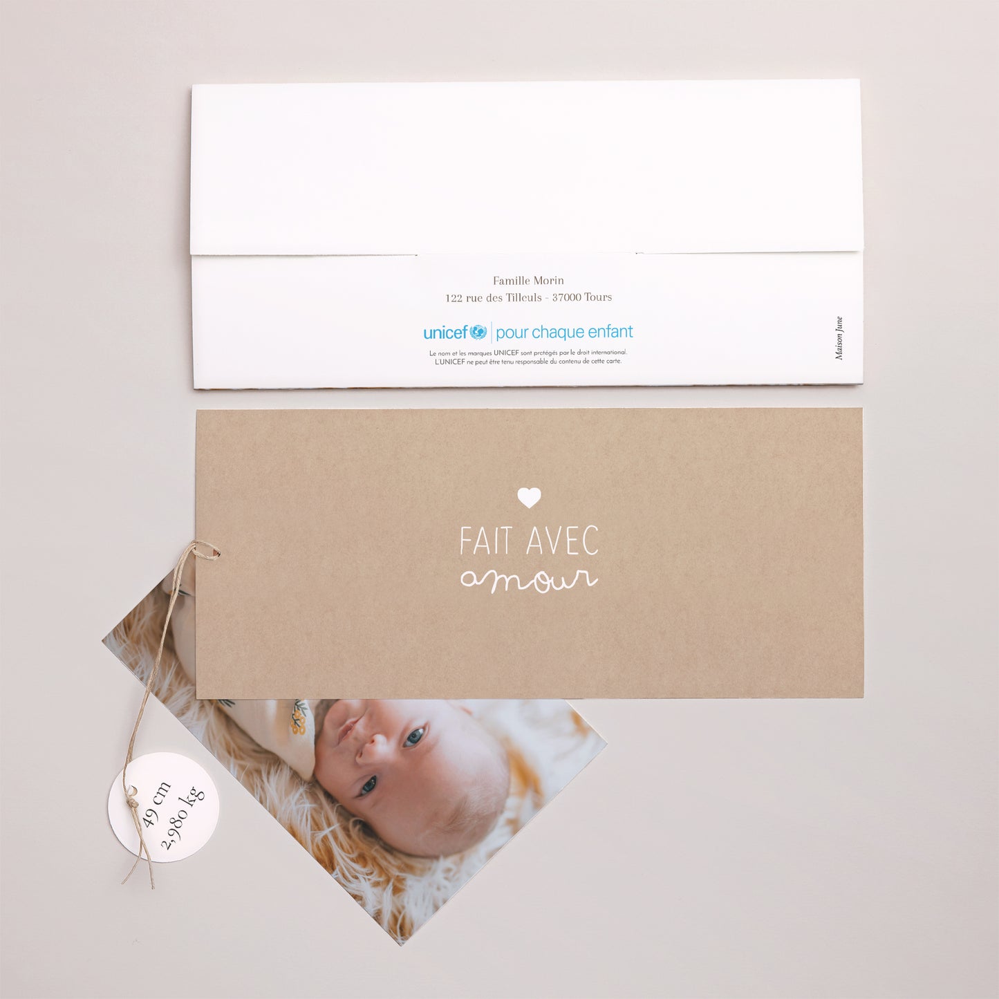 Faire-part Naissance Pochette 2 cartes, étiquette Ton premier éclat photo N° 4
