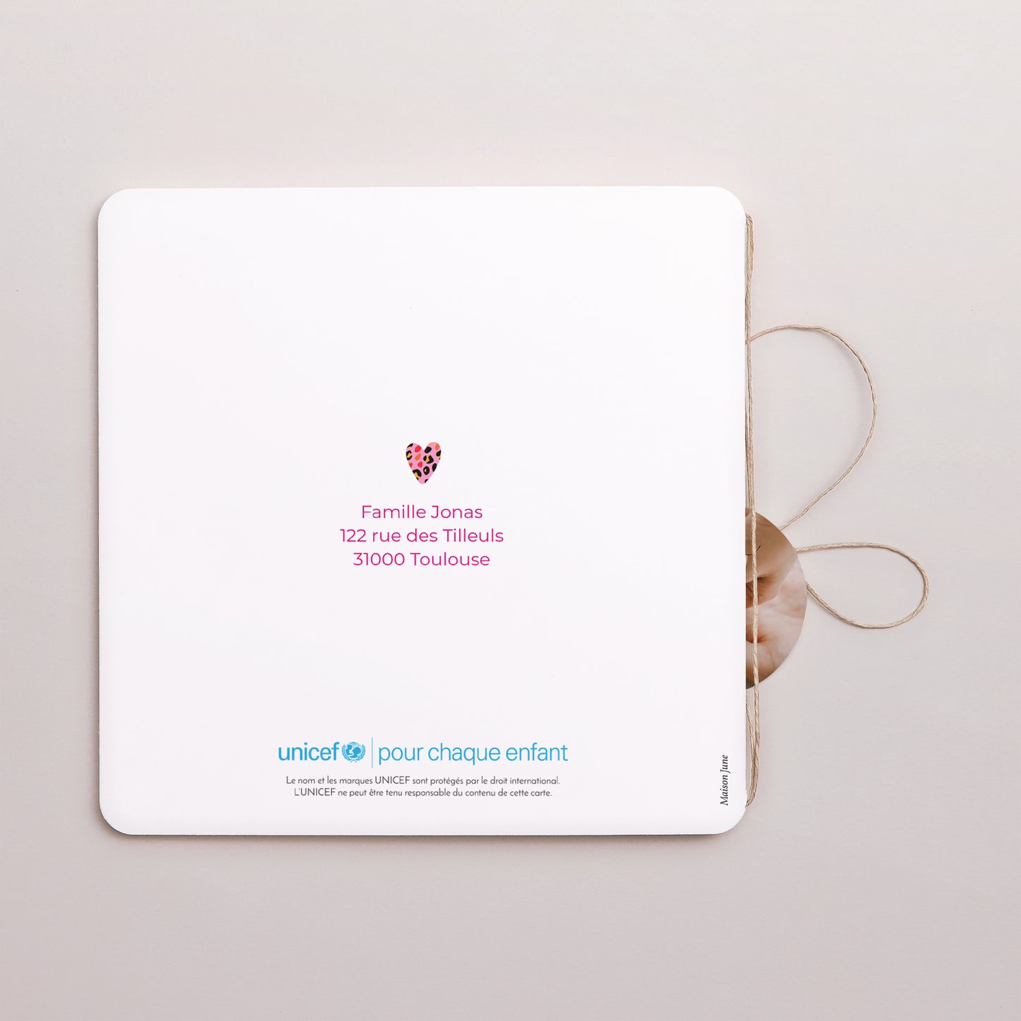 Faire-part Naissance Carré double volet, coins arrondis, étiquette ronde Bébé Léopard photo N° 3