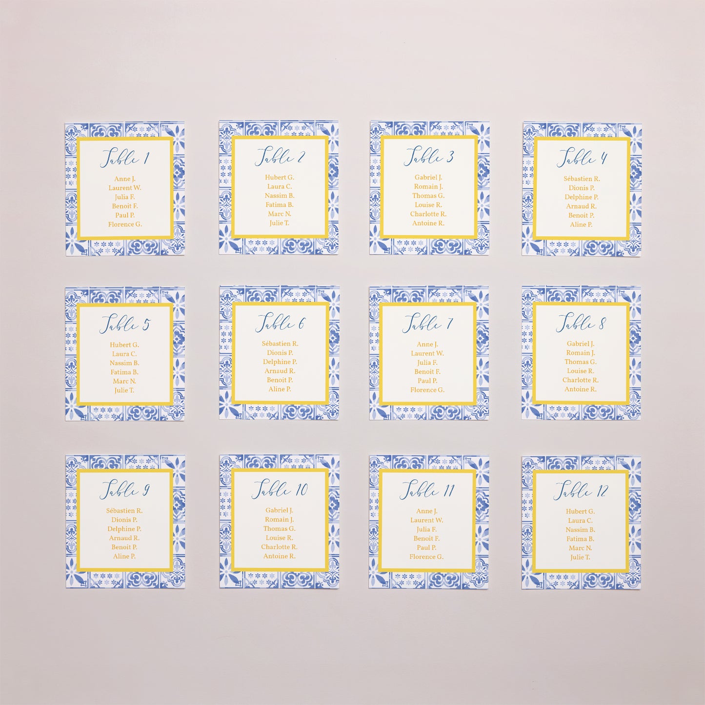 Plan de table Mariage Lot de 12 Azulejo d’amour photo N° 1