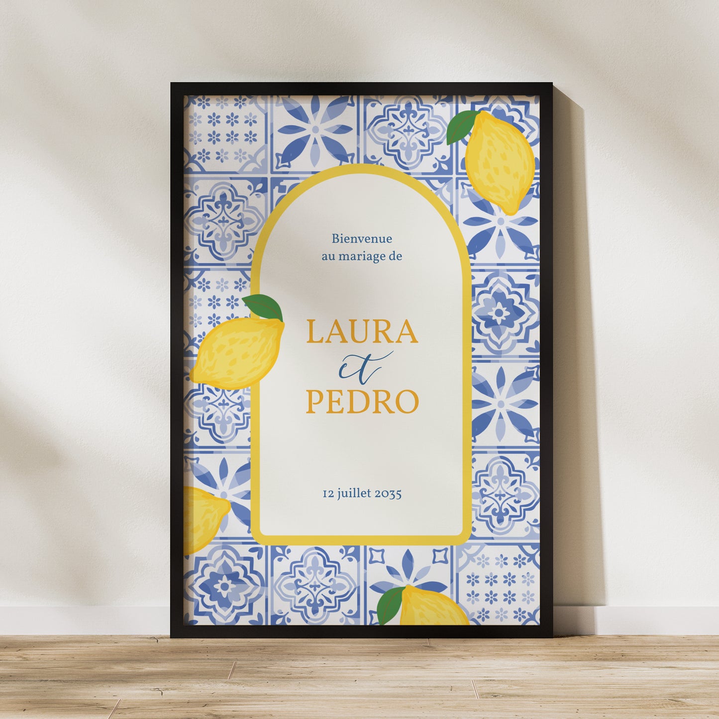 Panneau bienvenue Mariage Portrait 60 x 90 cm Azulejo d’amour photo N° 1