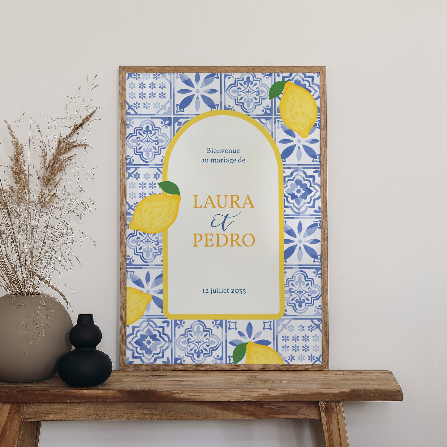 Panneau bienvenue Mariage Portrait 60 x 90 cm Azulejo d’amour photo N° 2