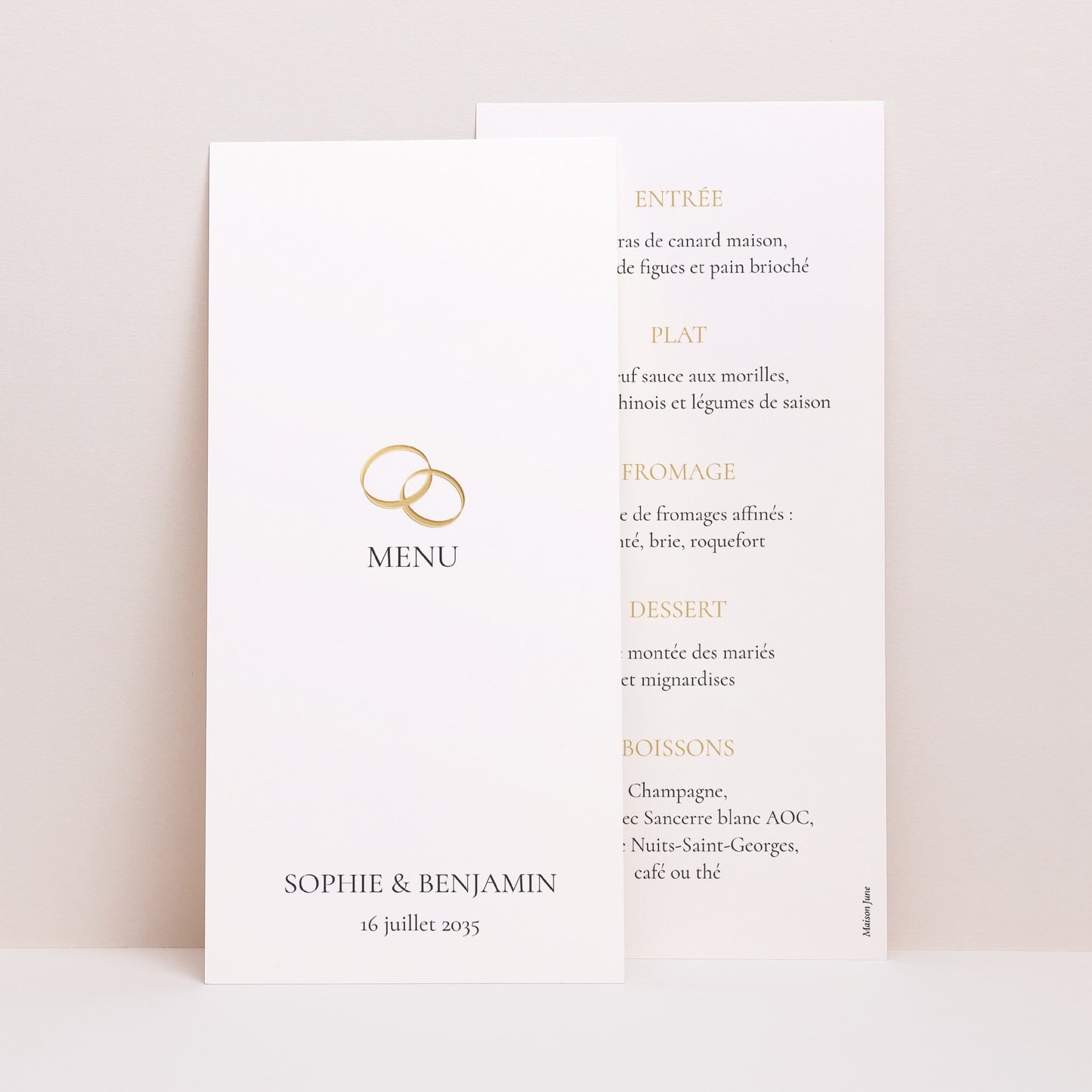 Menu Mariage Panoramique portrait Serment d’Or photo N° 1