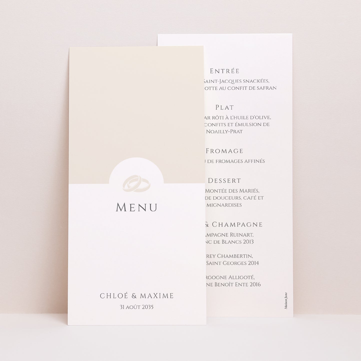 Menu Mariage Panoramique portrait Douce Harmonie photo N° 1