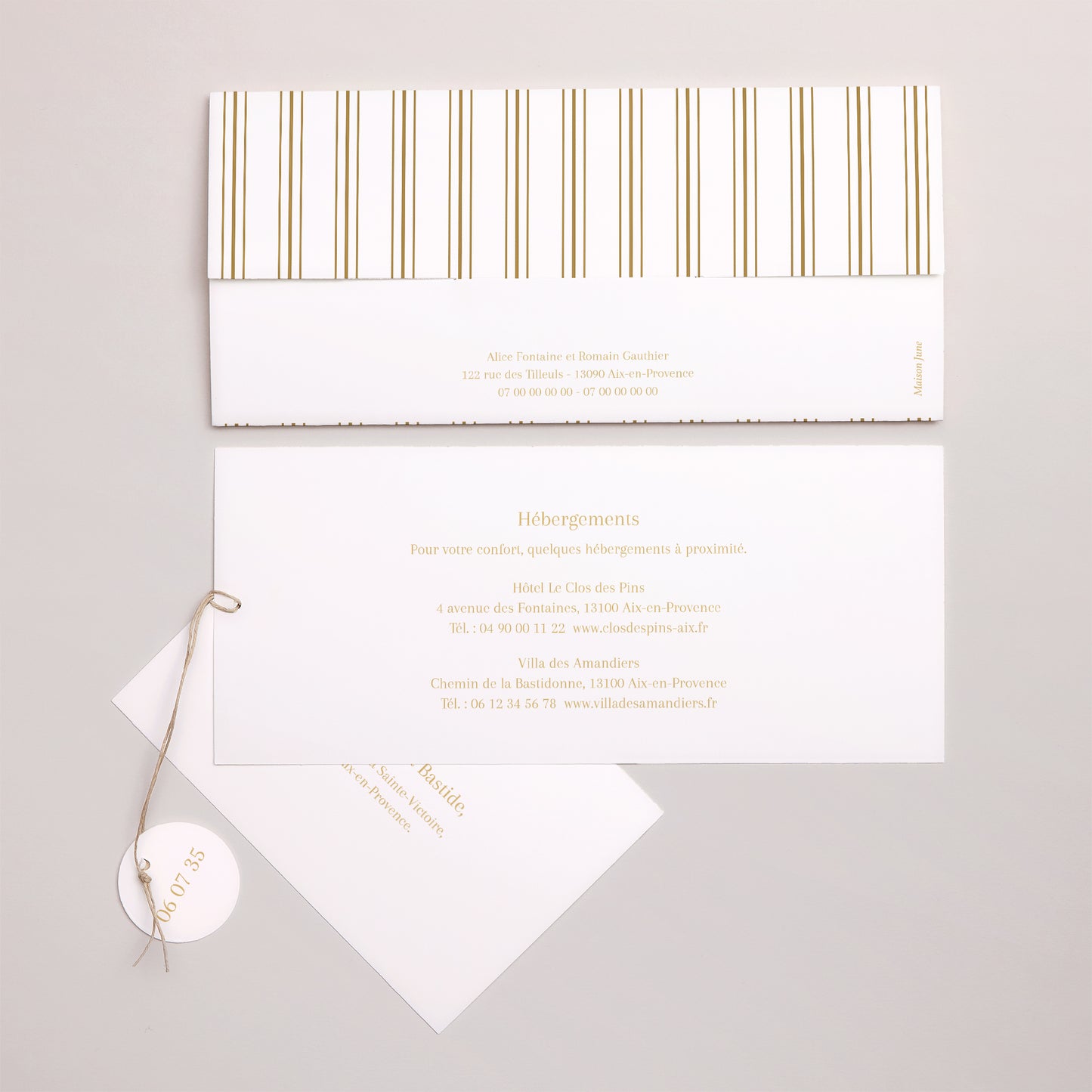 Faire-part Mariage Pochette 2 cartes, étiquette Les Rayures Chics photo N° 4