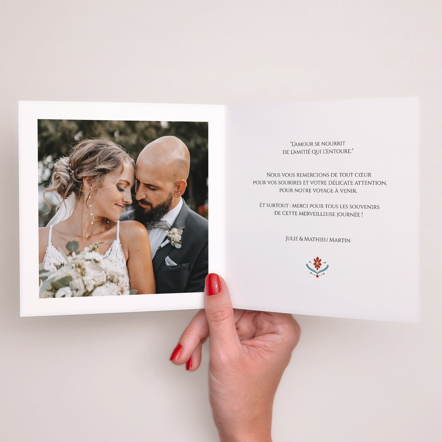 Remerciements Mariage Carré double volet Amour d’Orient photo N° 2